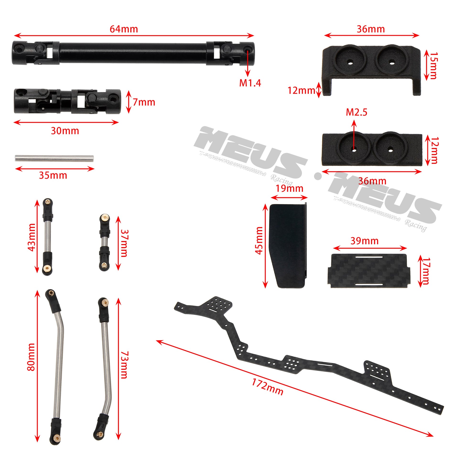  Bend Links Drive Shaft Magnetic Invisible Body Mount FOR scx24