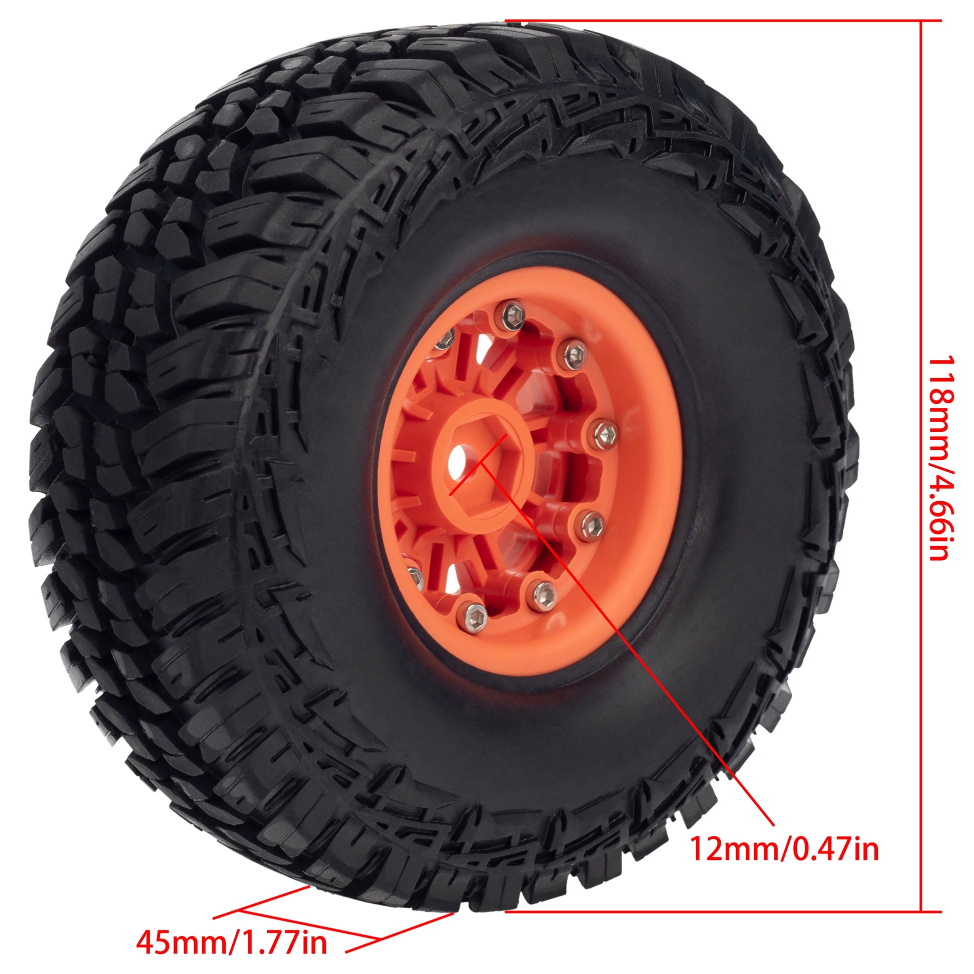 Plastic Beadlock Wheels/Rubber Tires for TRX4 Axial SCX10 SCX10 II SCX10 III