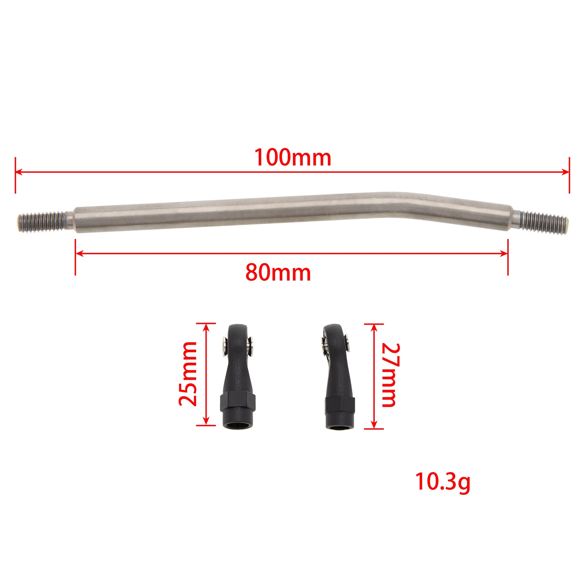 100MM TRX4 SCX10 Titanium Link Rod Linkage Kit size