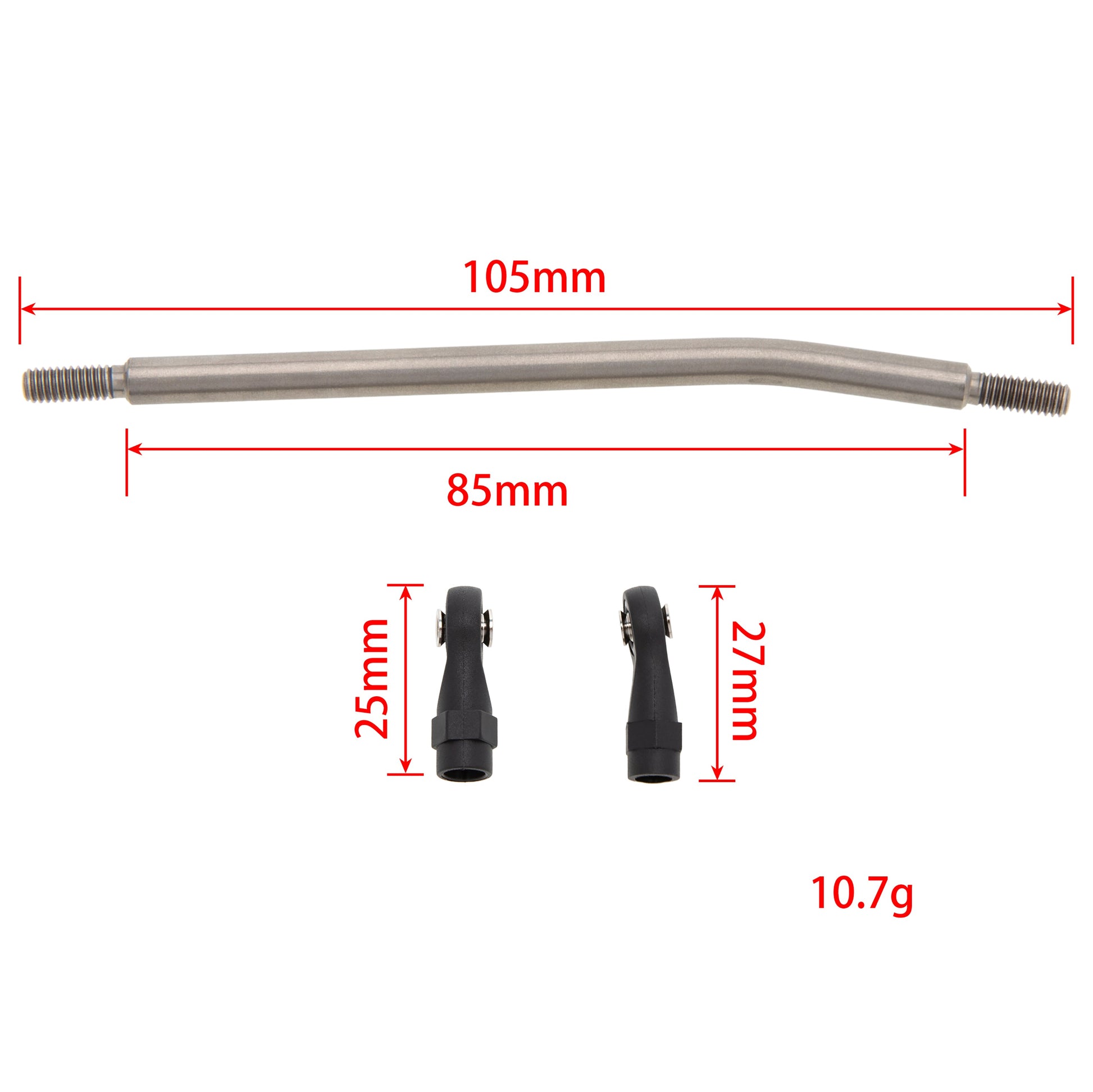 105MM TRX4 SCX10 Titanium Link Rod Linkage Kit size