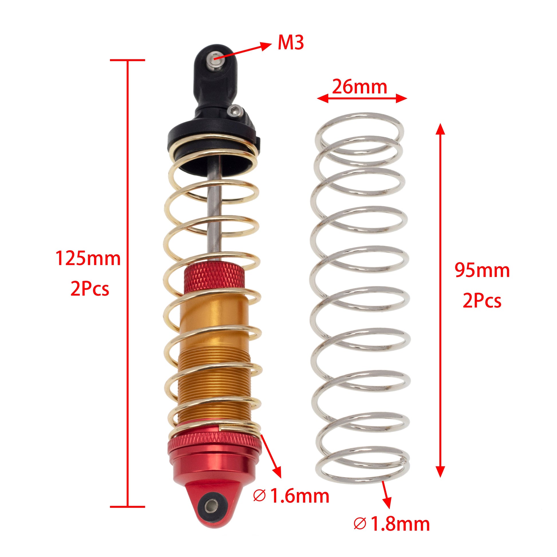 123mm Aluminum Alloy Shock Absorber size