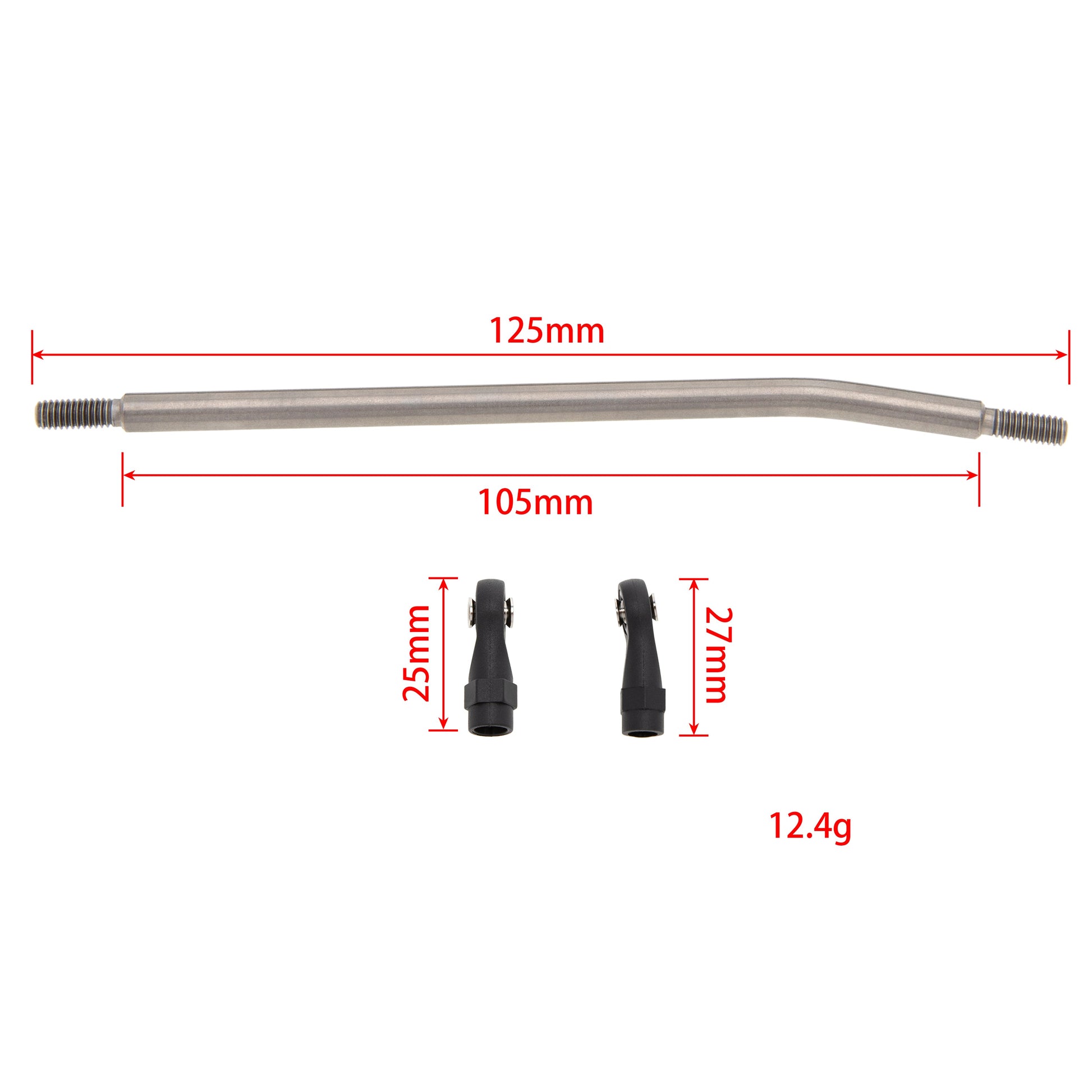 125MM TRX4 SCX10 Titanium Link Rod Linkage Kit size