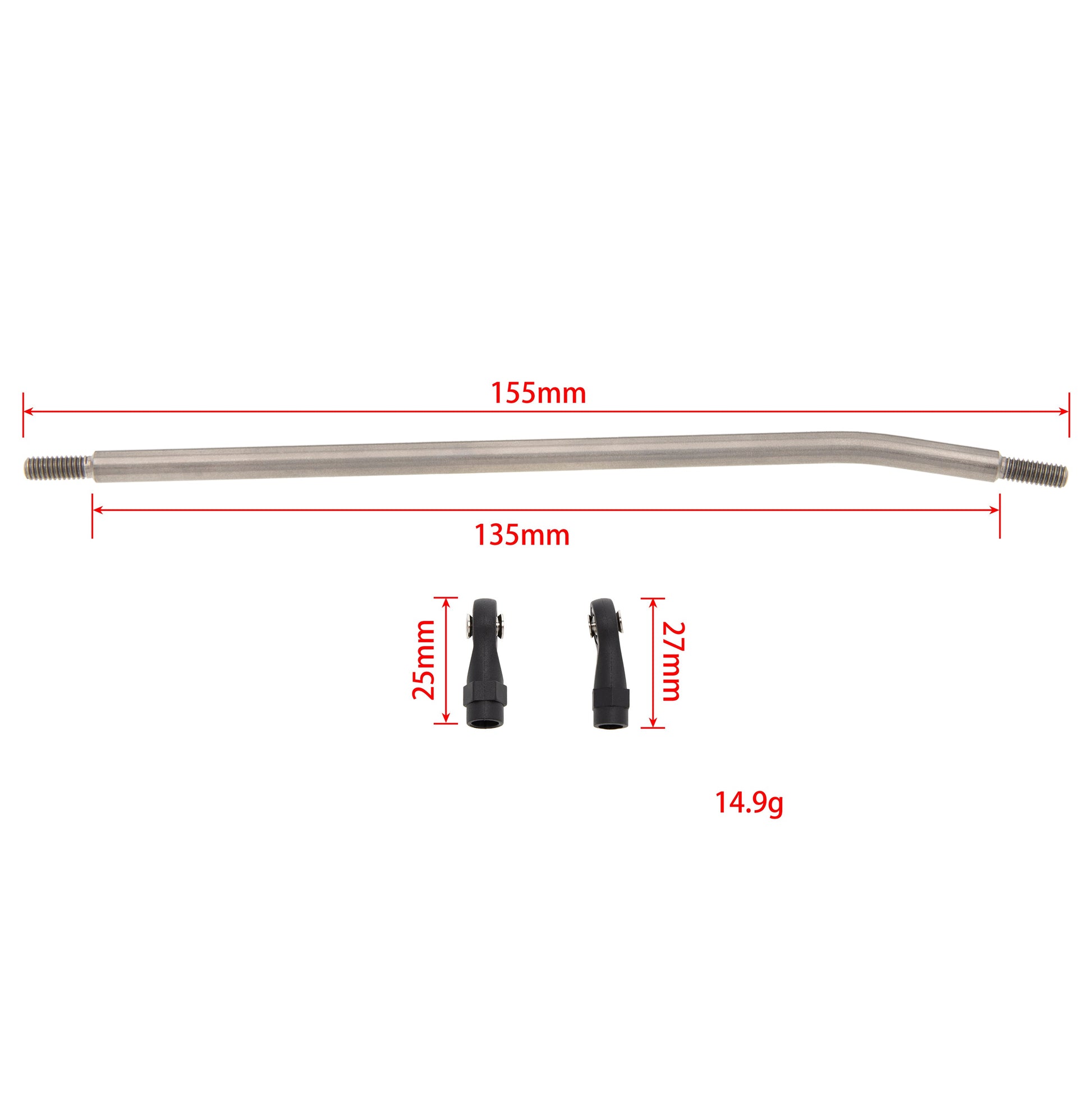 155MM TRX4 SCX10 Titanium Link Rod Linkage Kit size