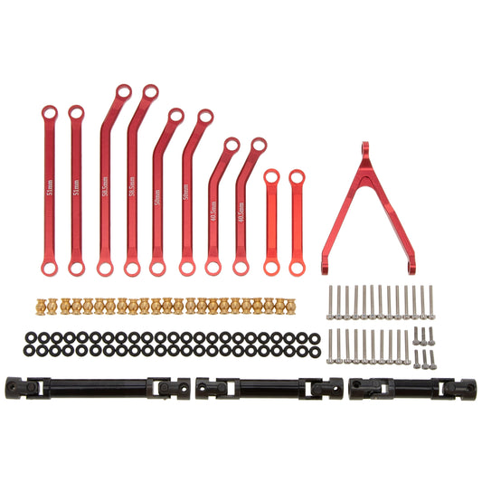 Axial 1/24 SCX24 6×6 Refit Kits Aluminum High Clearance Links Metal Driveshaft Set Red