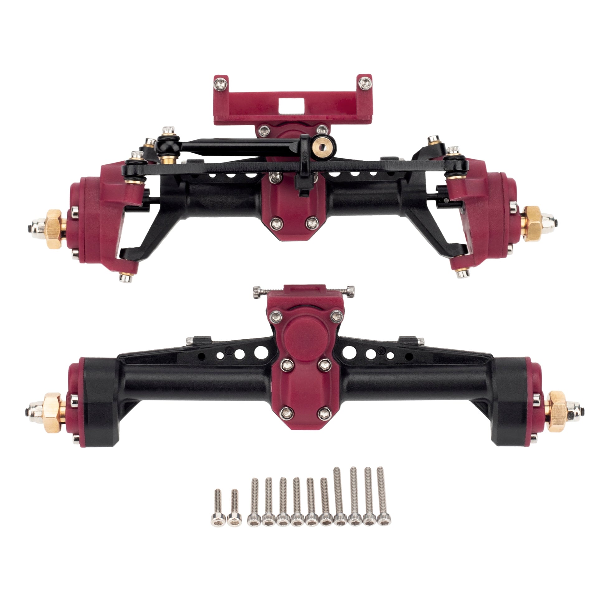 Red SCX24 Plastic Nylon Front & Rear Portal Axles 