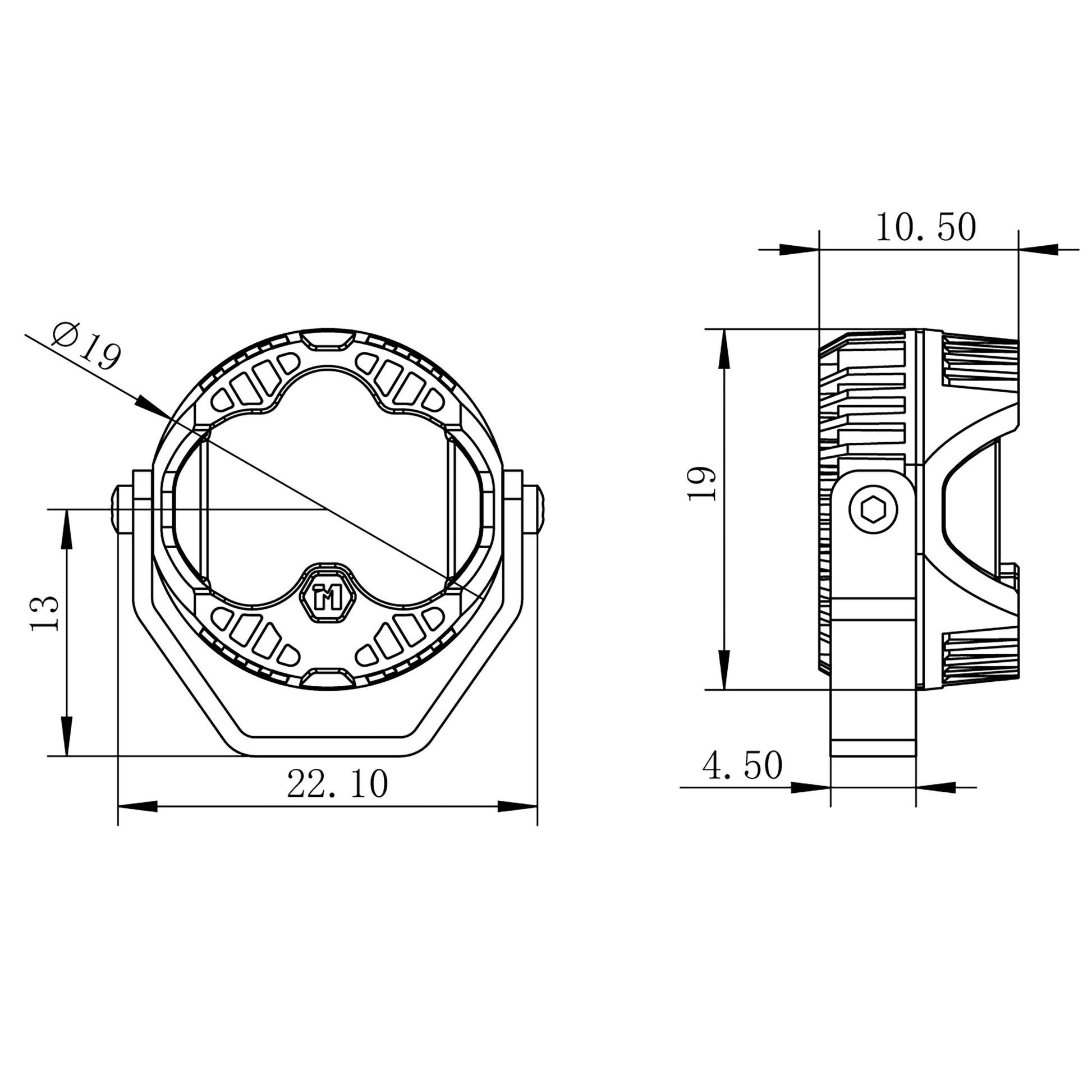 4 round roof lights Size