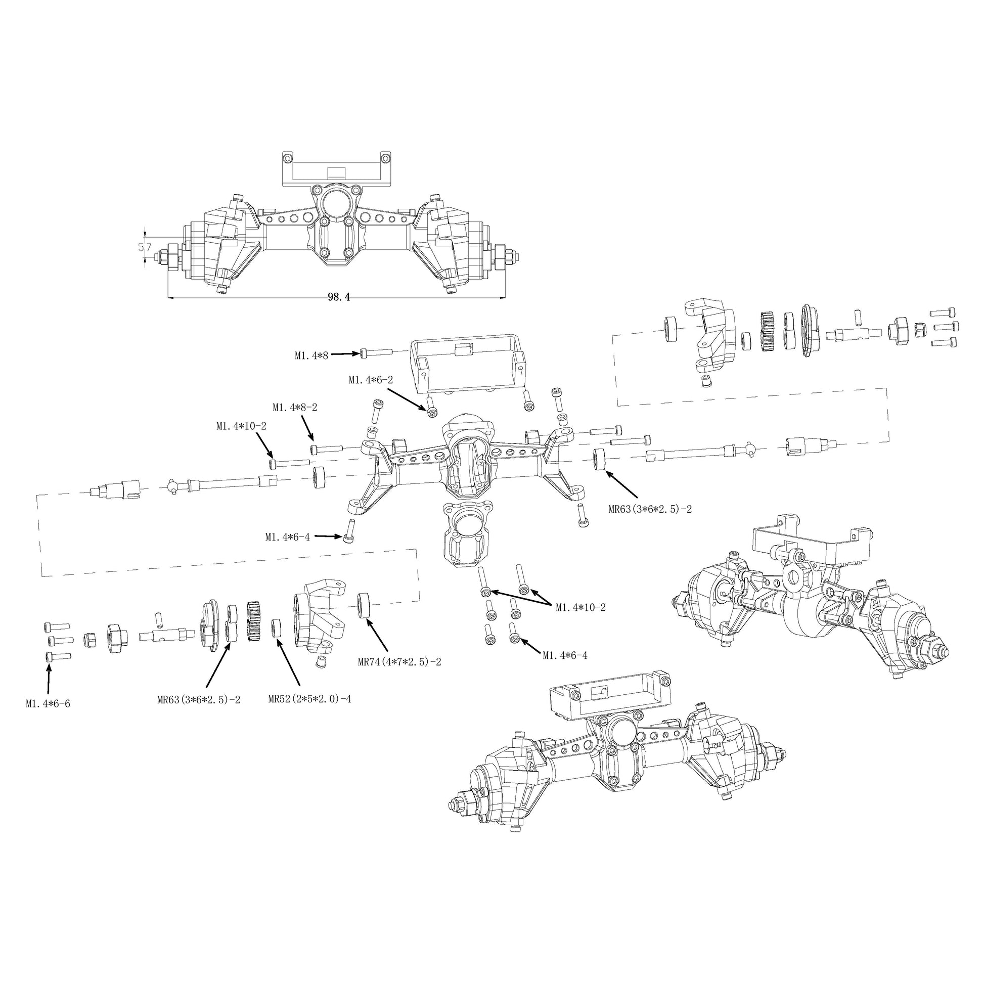 Front Portal Axle Exploded view