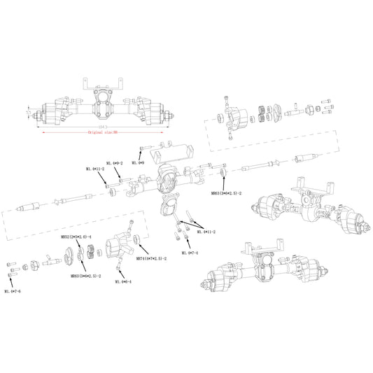 Front Portal Axle kit for Axial SCX24 90081 C10 JEEP