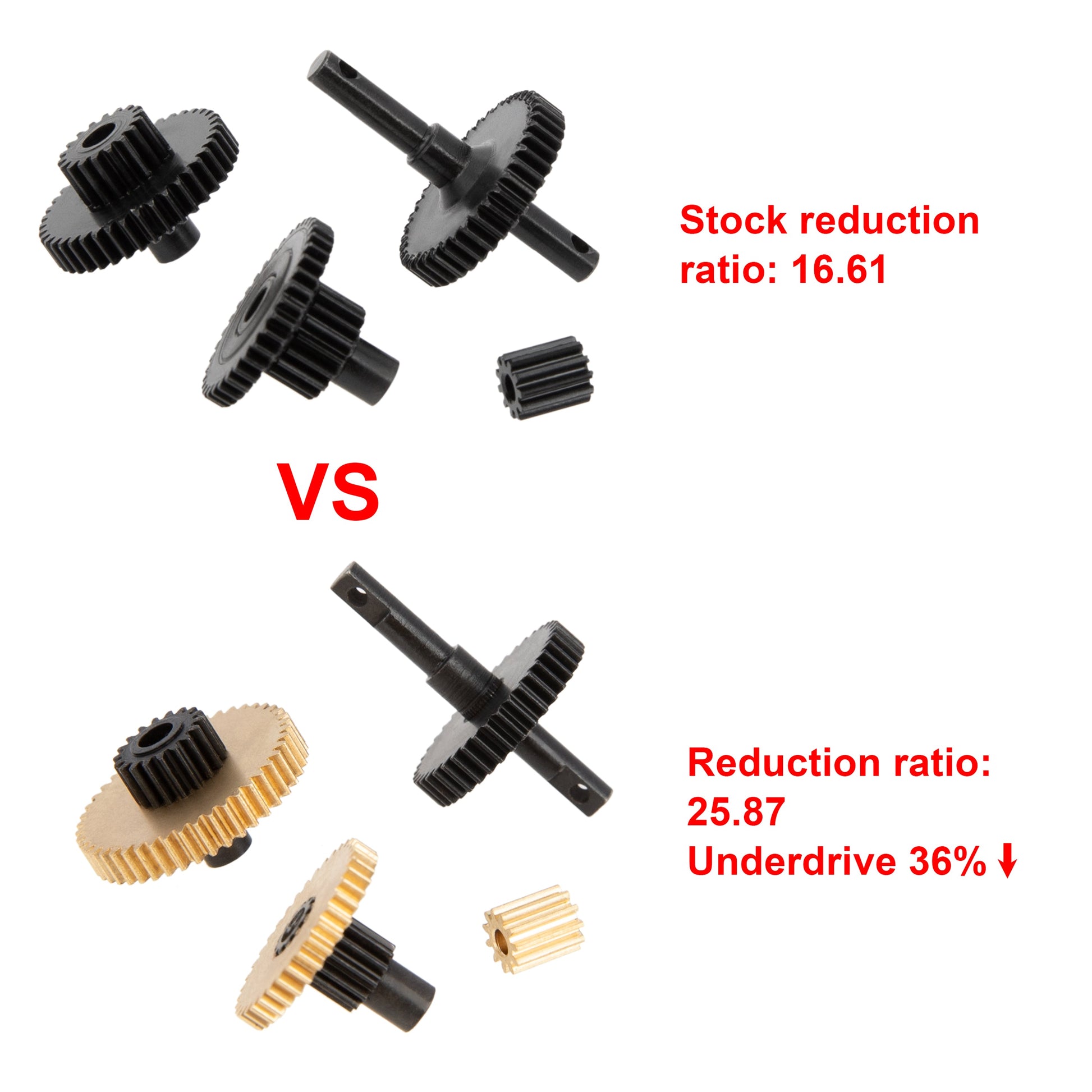 25.87:1 Underdrive Gear Set: Decrease speed approx 36%