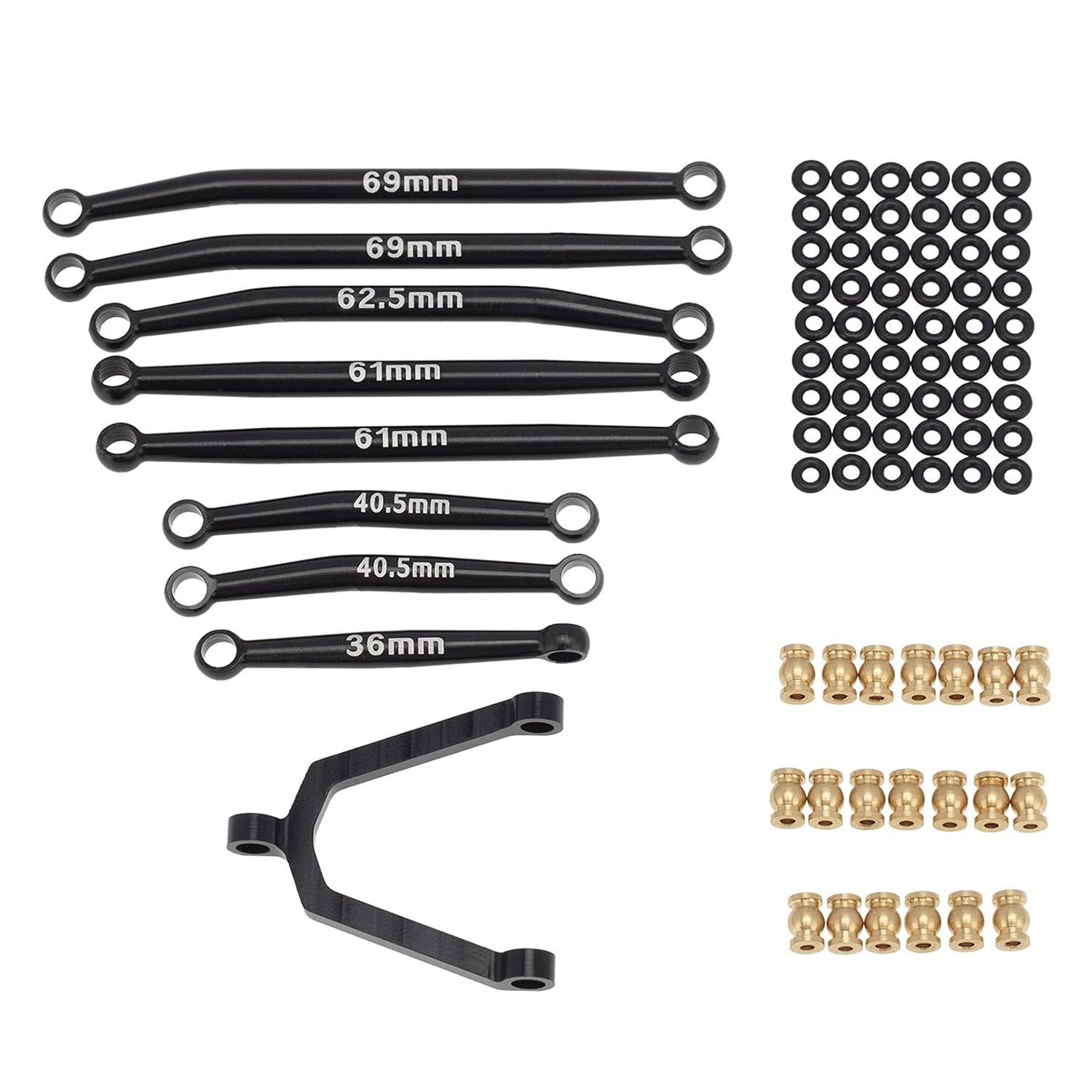 Black Aluminum Alloy Chassis Tie Rod and Steering Rod Kit for Axial SCX24