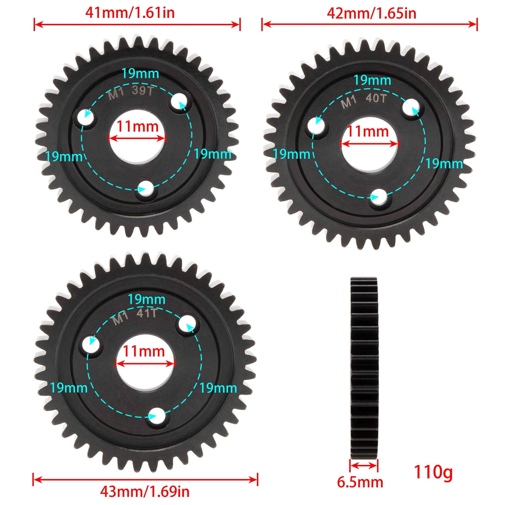 M1 Steel Spur Gear Set 39T 40T 41T