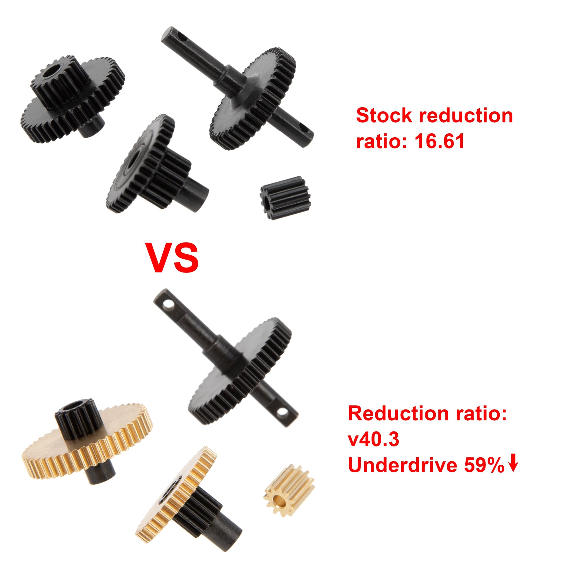 40.3:1 Underdrive Gear Set: Decrease speed approx 59%