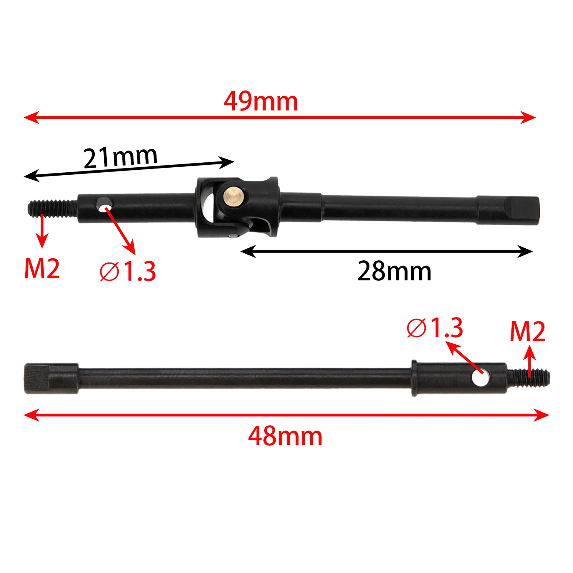 Front & Rear SCX24 stock straight axle shafts size