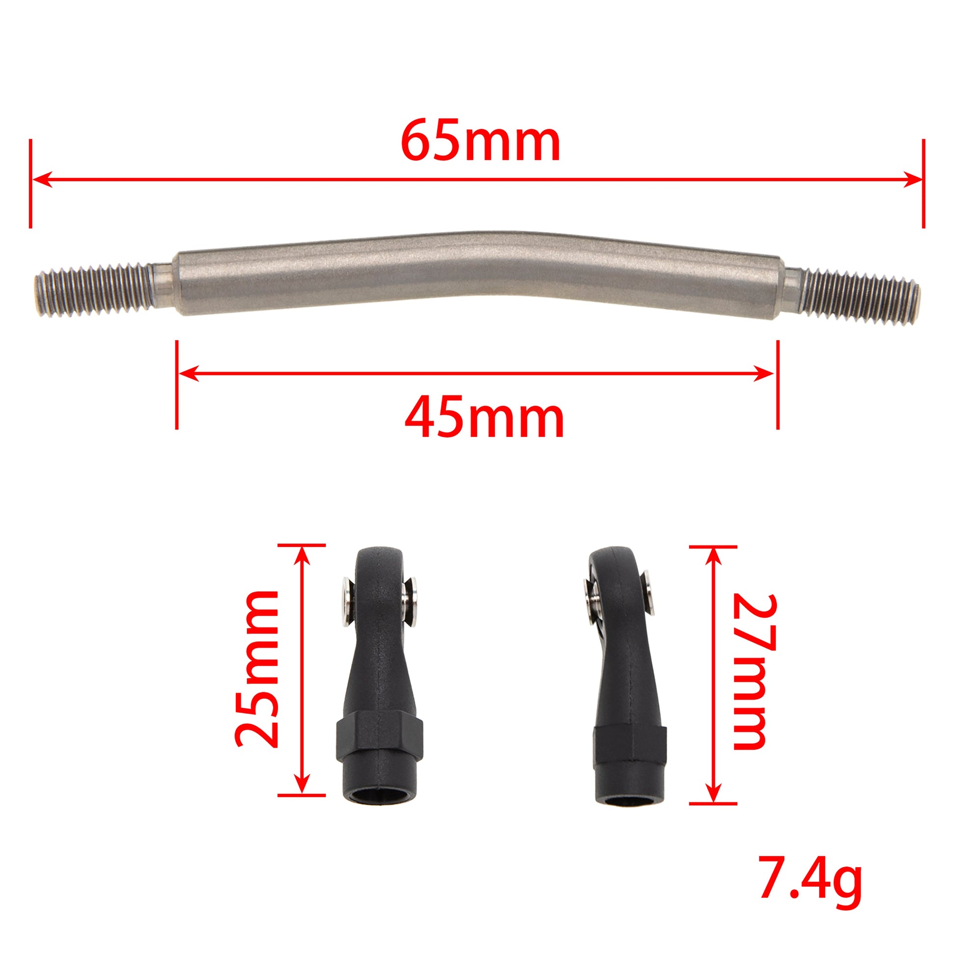 65MM TRX4 SCX10 Titanium Link Rod Linkage Kit Size