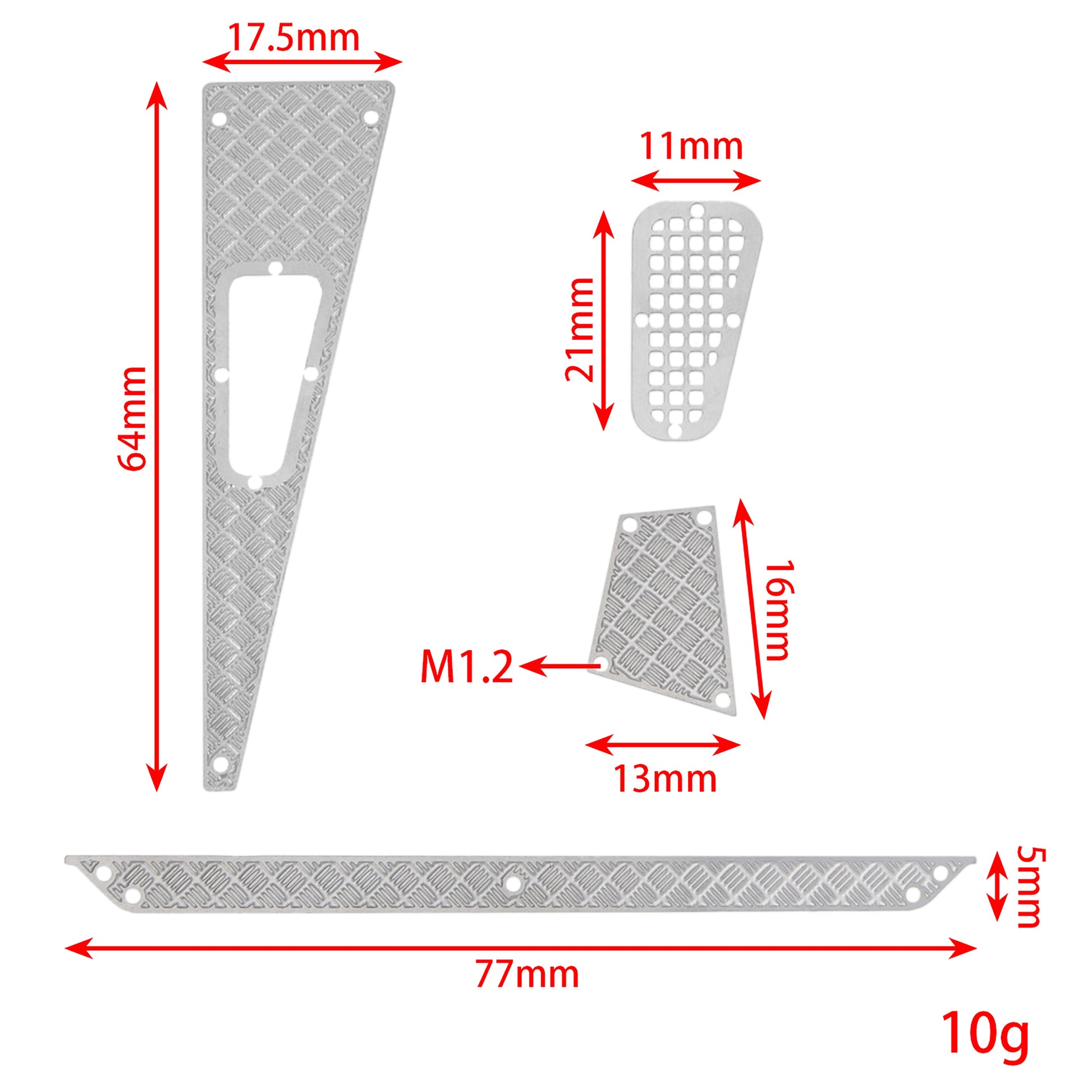  Hood Stainless Steel Skid Plate Pedal Metal Skid Plate Decoration Set for TRX4M