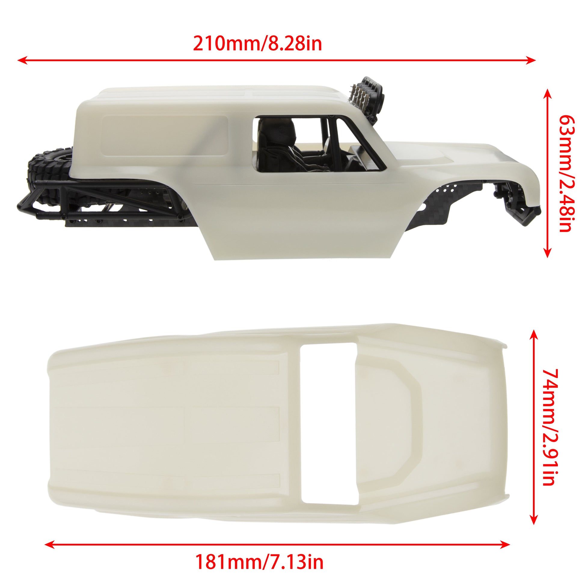 White MB24 ABS body shell Size for SCX24