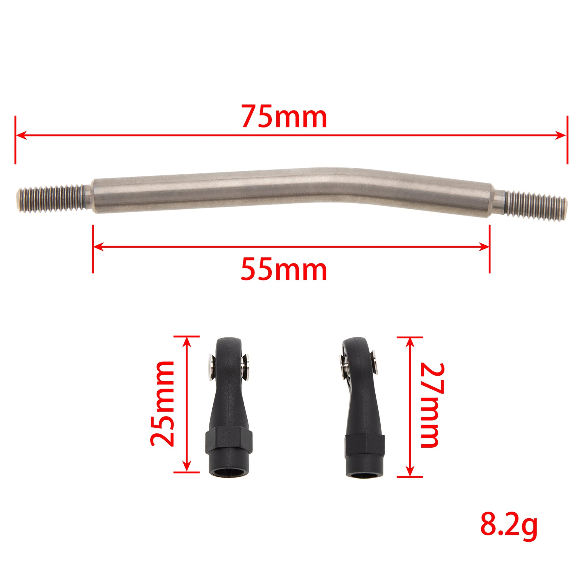 75MM TRX4 SCX10 Titanium Link Rod Linkage Kit size