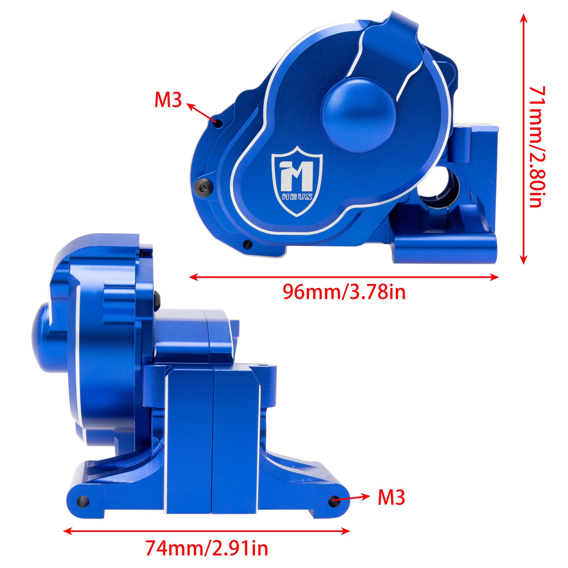 MEUS Racing Blue Aluminum Transmission Case for Traxxas Slash 2WD 272R Transmission