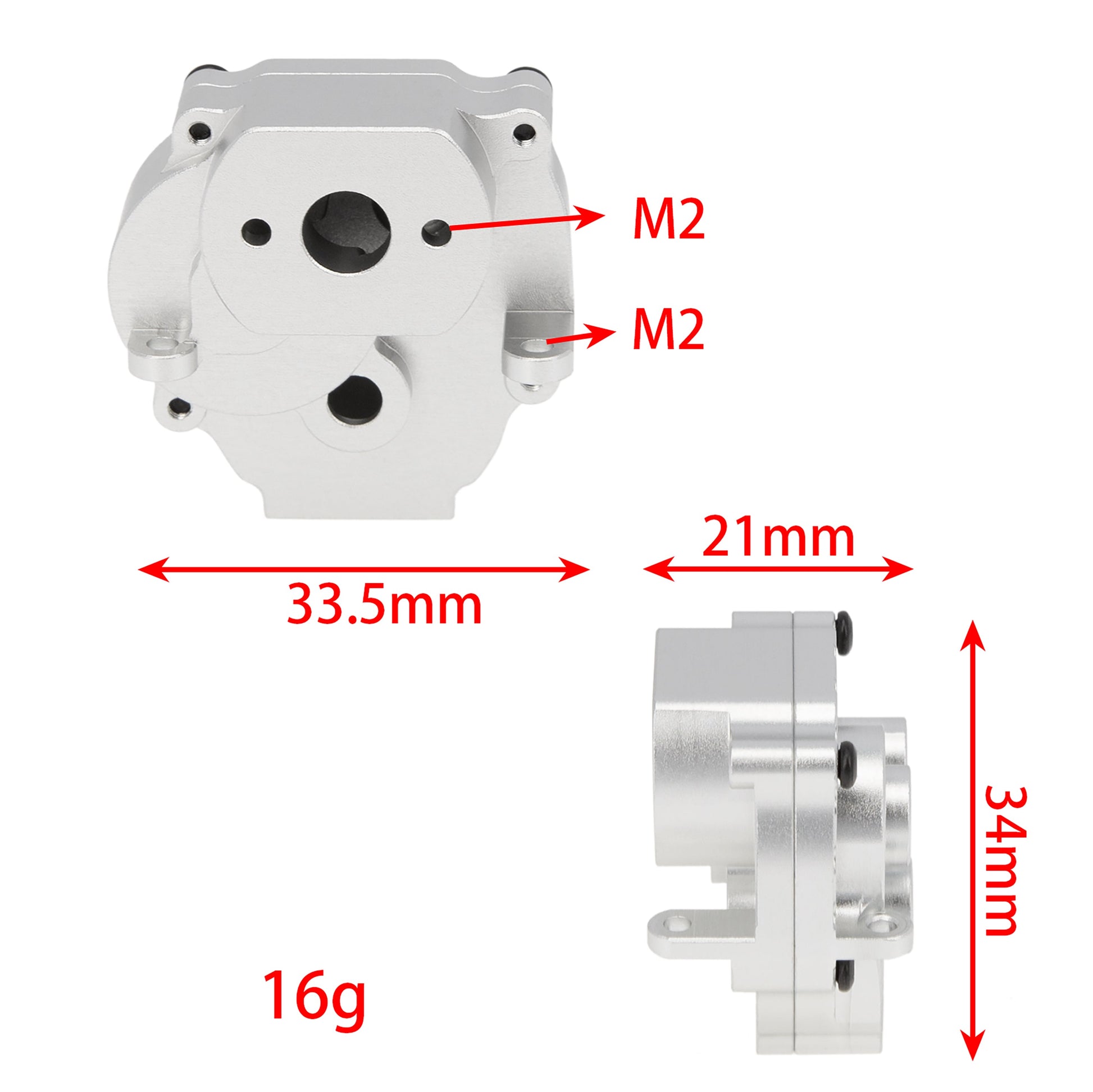 Silver CNC Aluminum Transmission Case Gearbox Housing