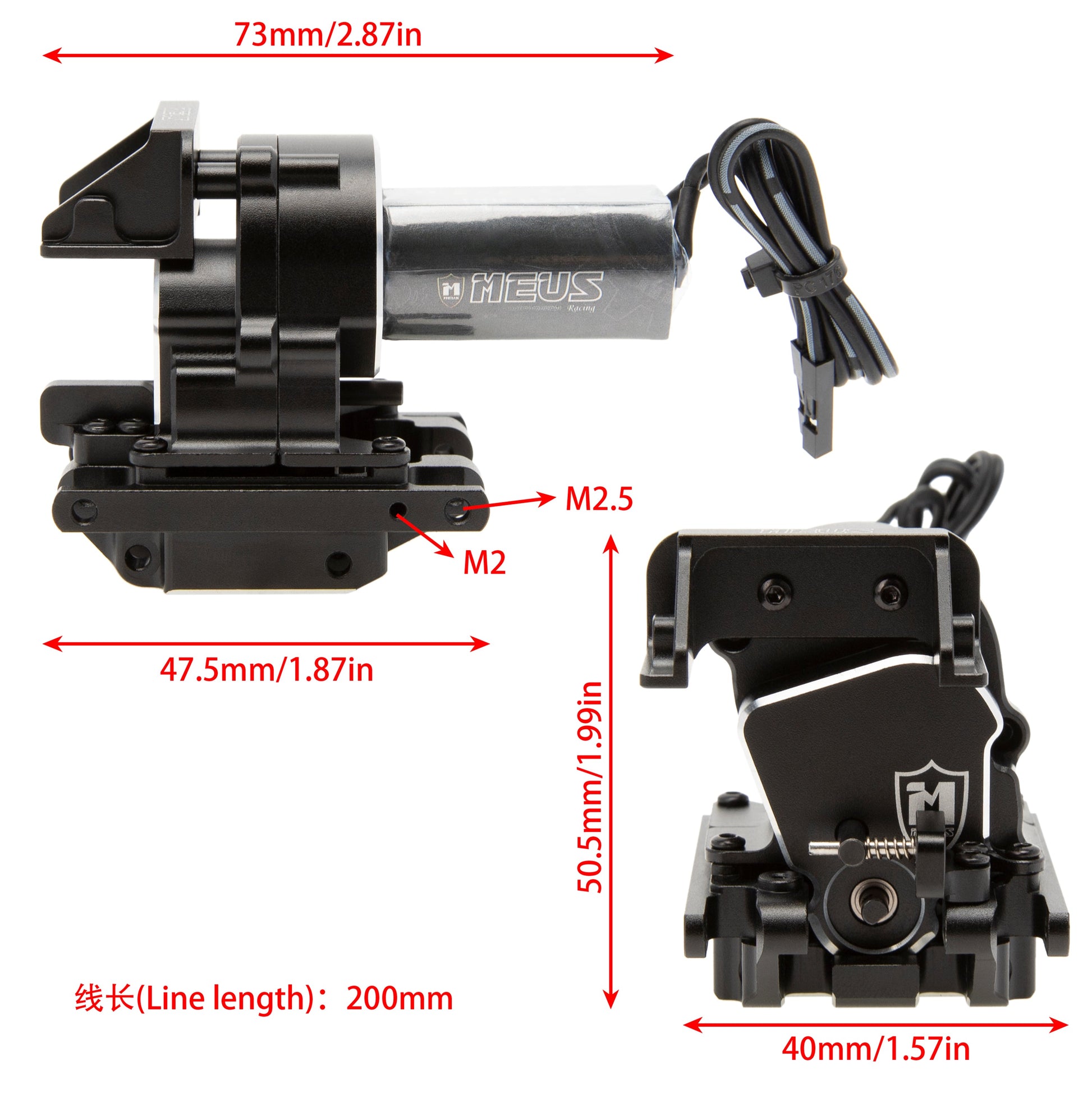 TRX4M Transmission Gearbox with motor Size