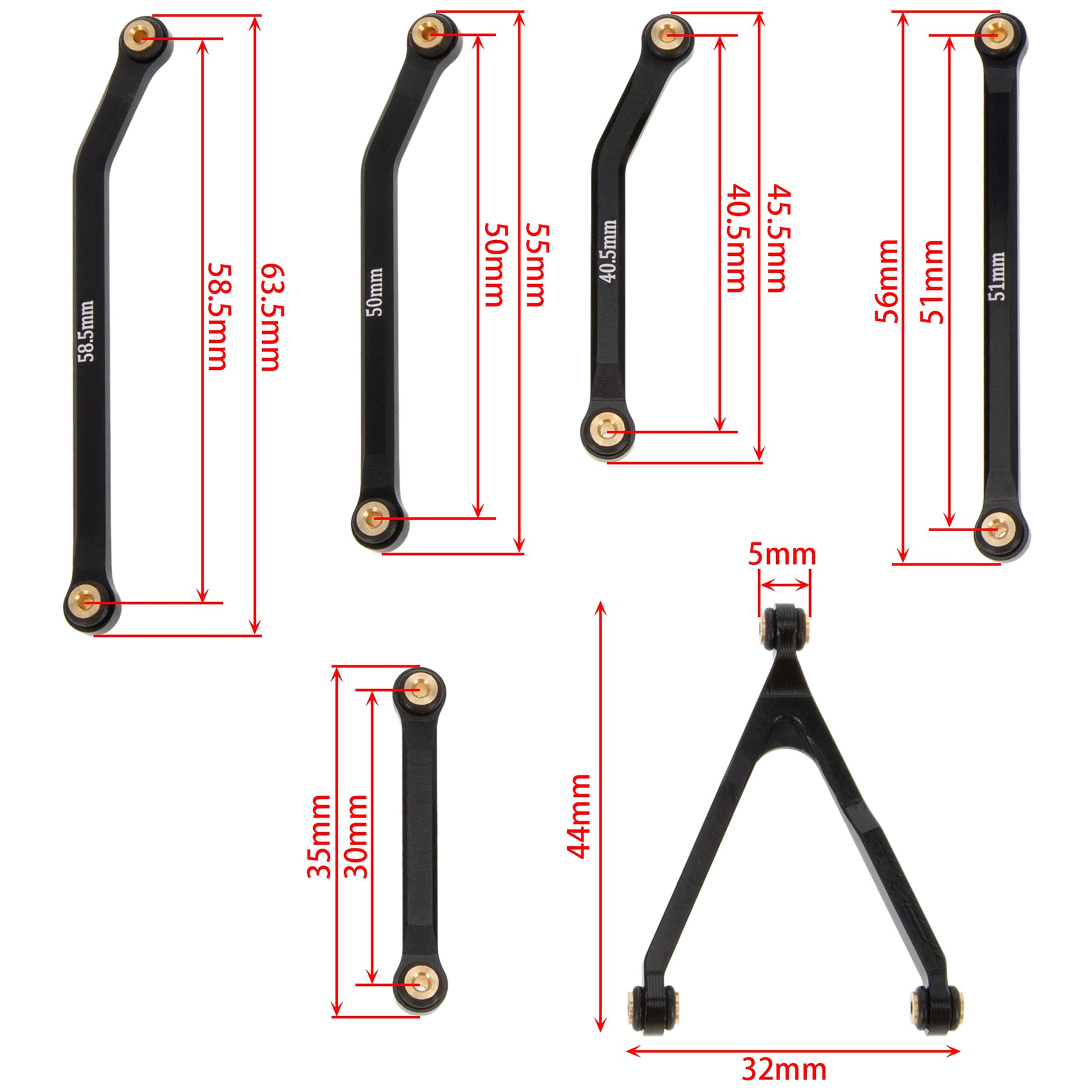 Axial 1/24 SCX24 6×6 Refit Kits Aluminum High Clearance Links size Black