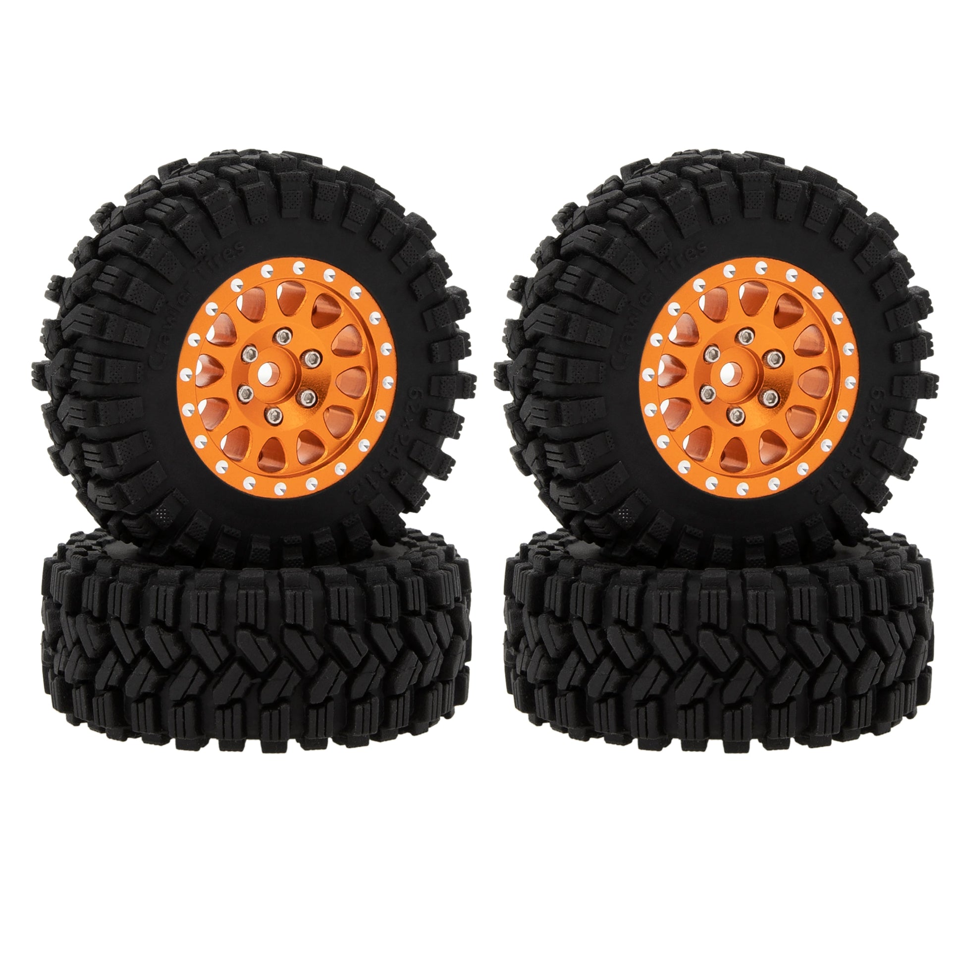 MEUS Racing RC Tires 1.2-inch Aluminium wheels for TRX4M SCX24 FCX24 Orange