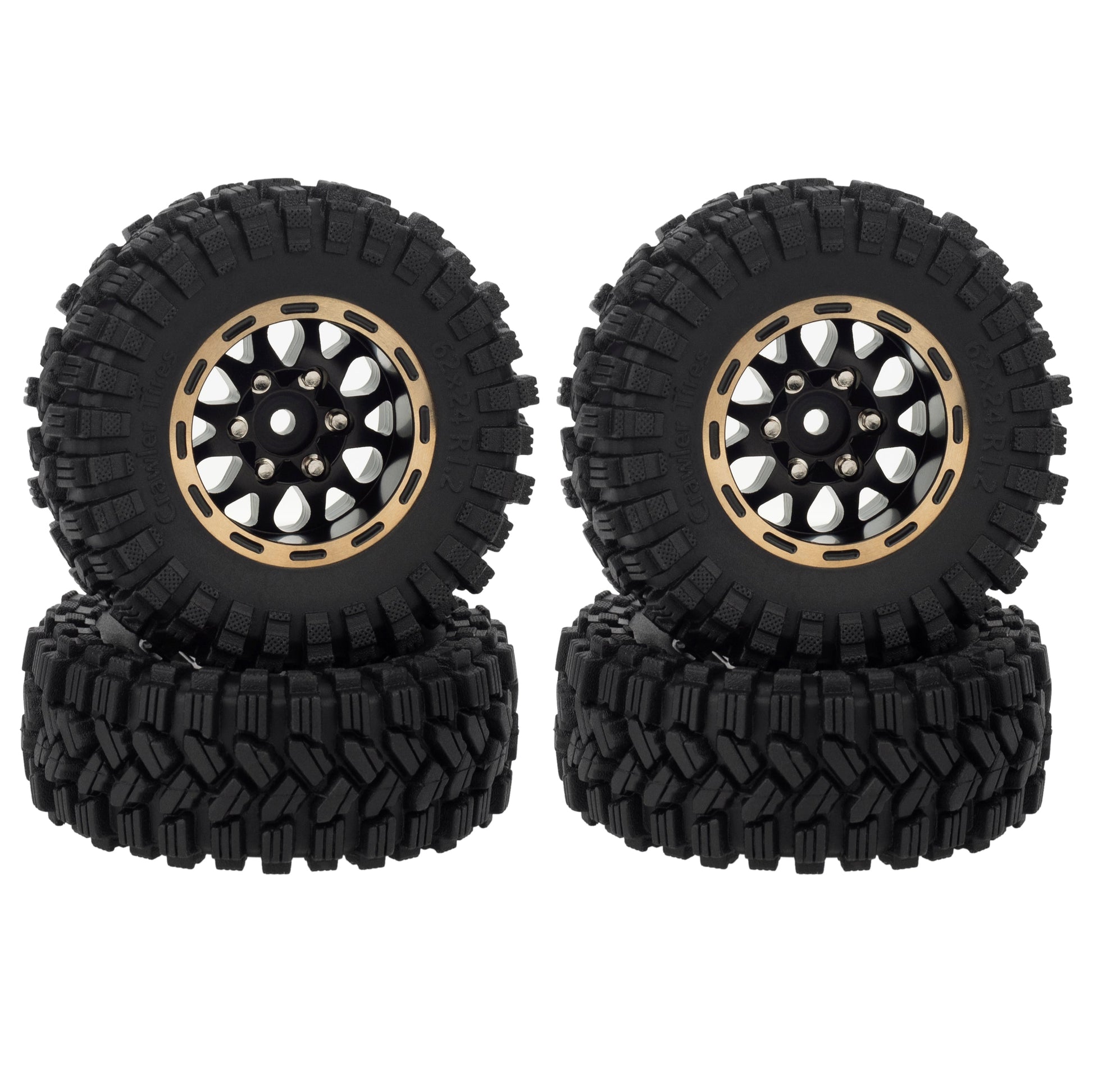 MEUS Racing 1.2-inch Beadlock Wheels Brass 1.0(plus) Wheel & Tire Set