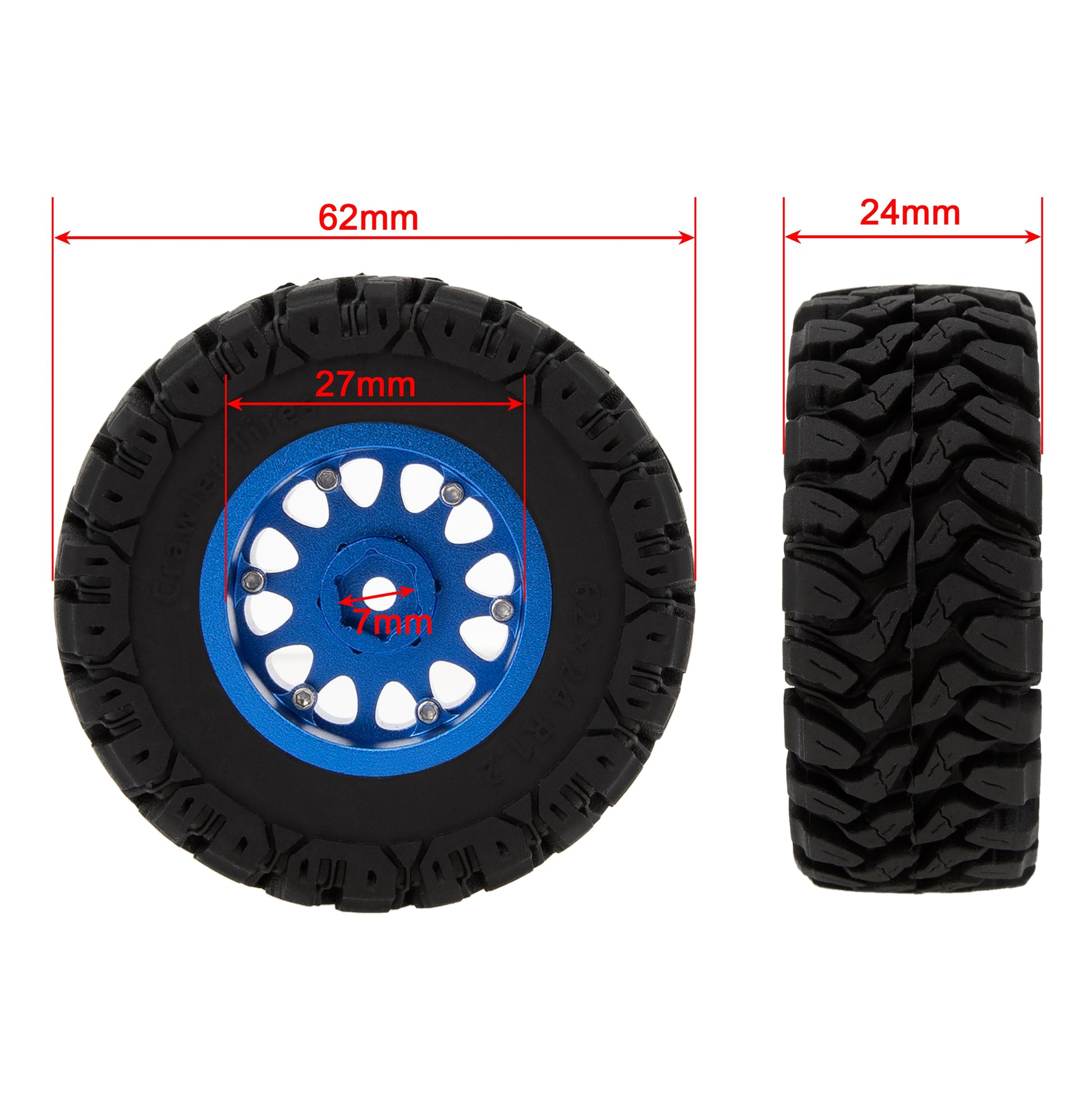 Type B Blue 1.2-inch RC Tires size for TRX4M SCX24 FCX24