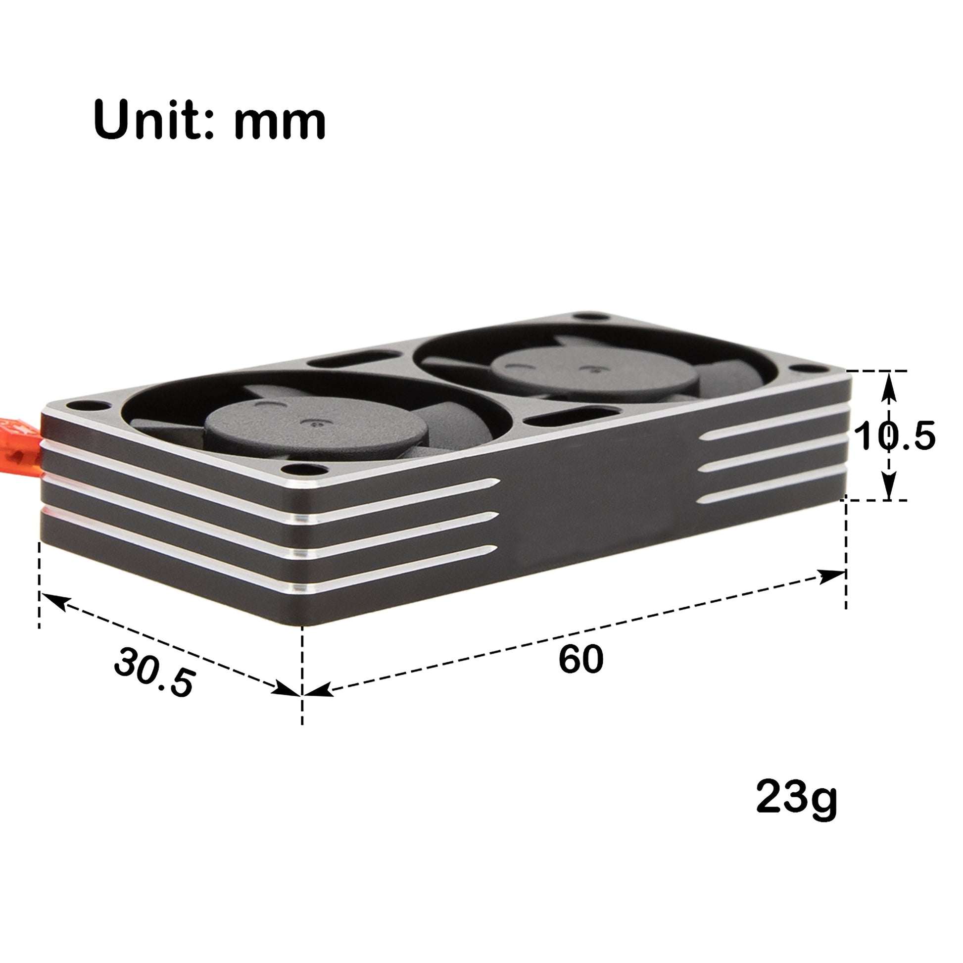 Black RC Motor Dual Cooling Fan Heatsink 25000 RPM Size