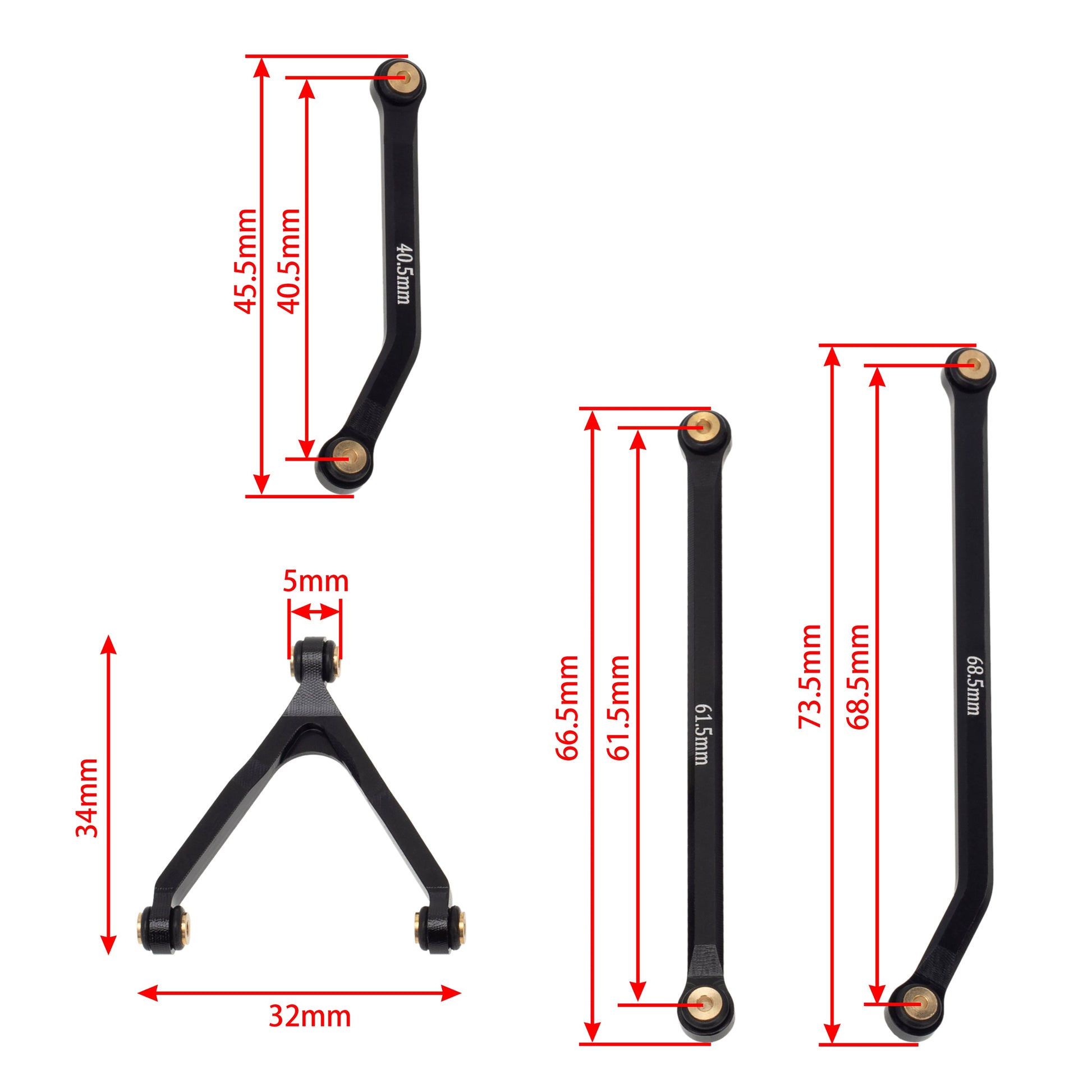 Black Chassis links Size for SCX24 Deadbolt & B-17 Betty