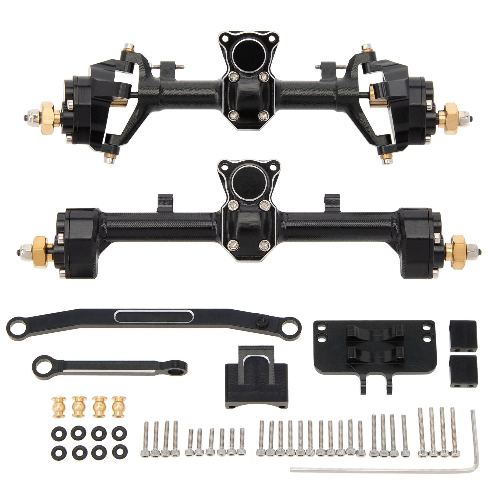 SCX24 Black Aluminum Alloy Front Rear Portal Axles package