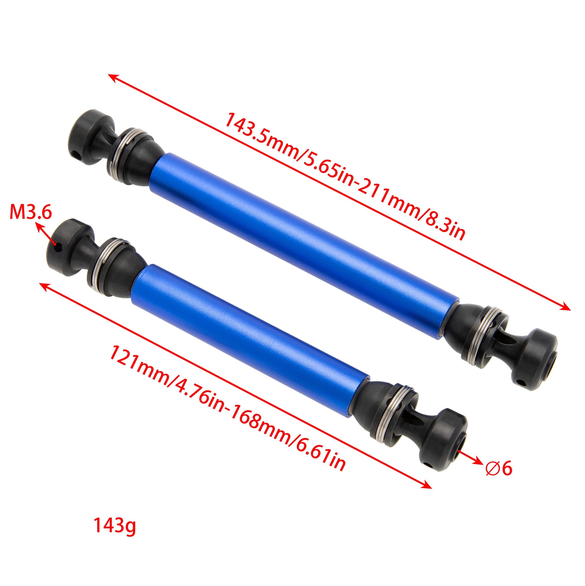 Blue Steel CVD Head Front Rear Drive Shaft Size