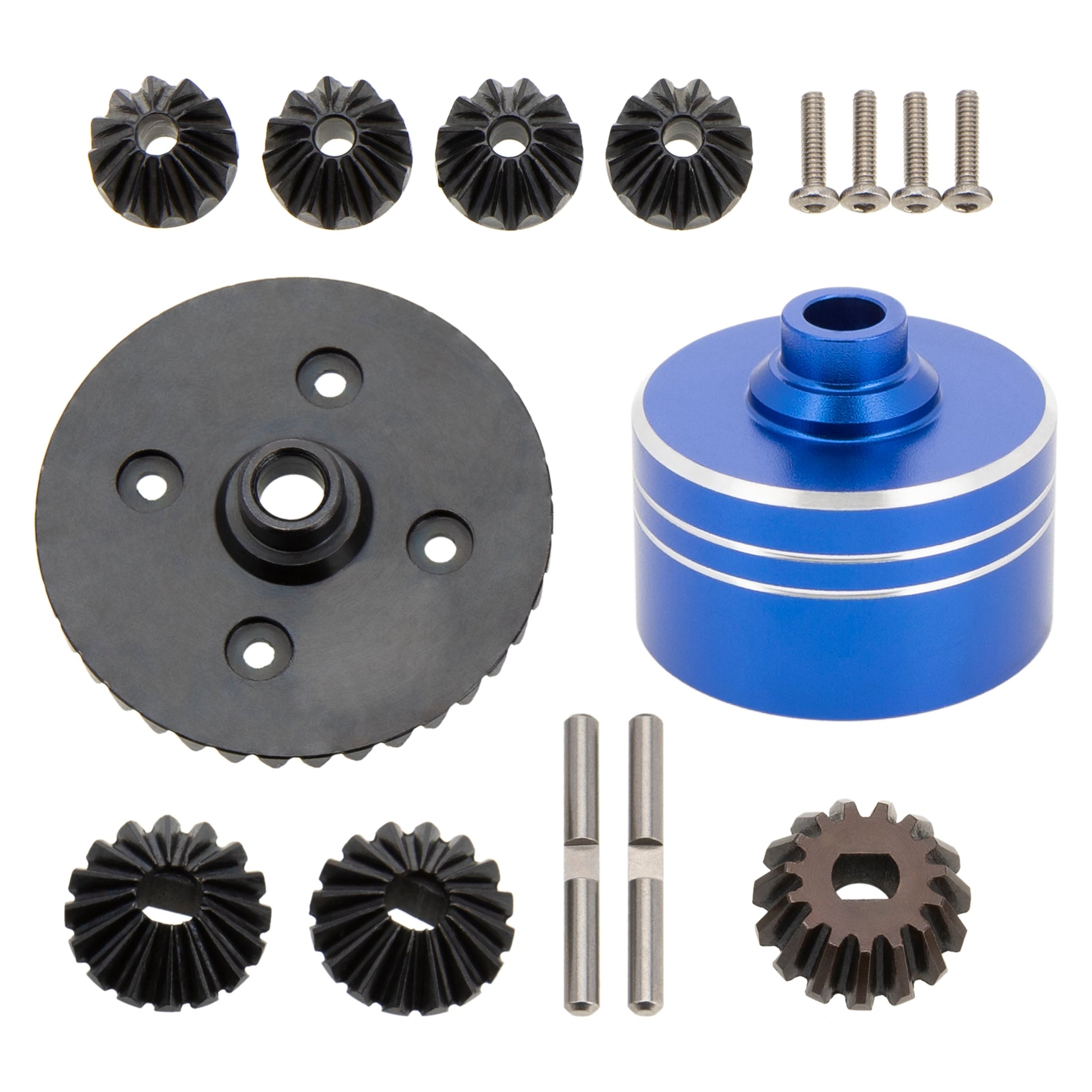 Blue Metal Differential Case Steel Spur Main Gear for 1/10 Tamiya TT02 TT02B XV02 