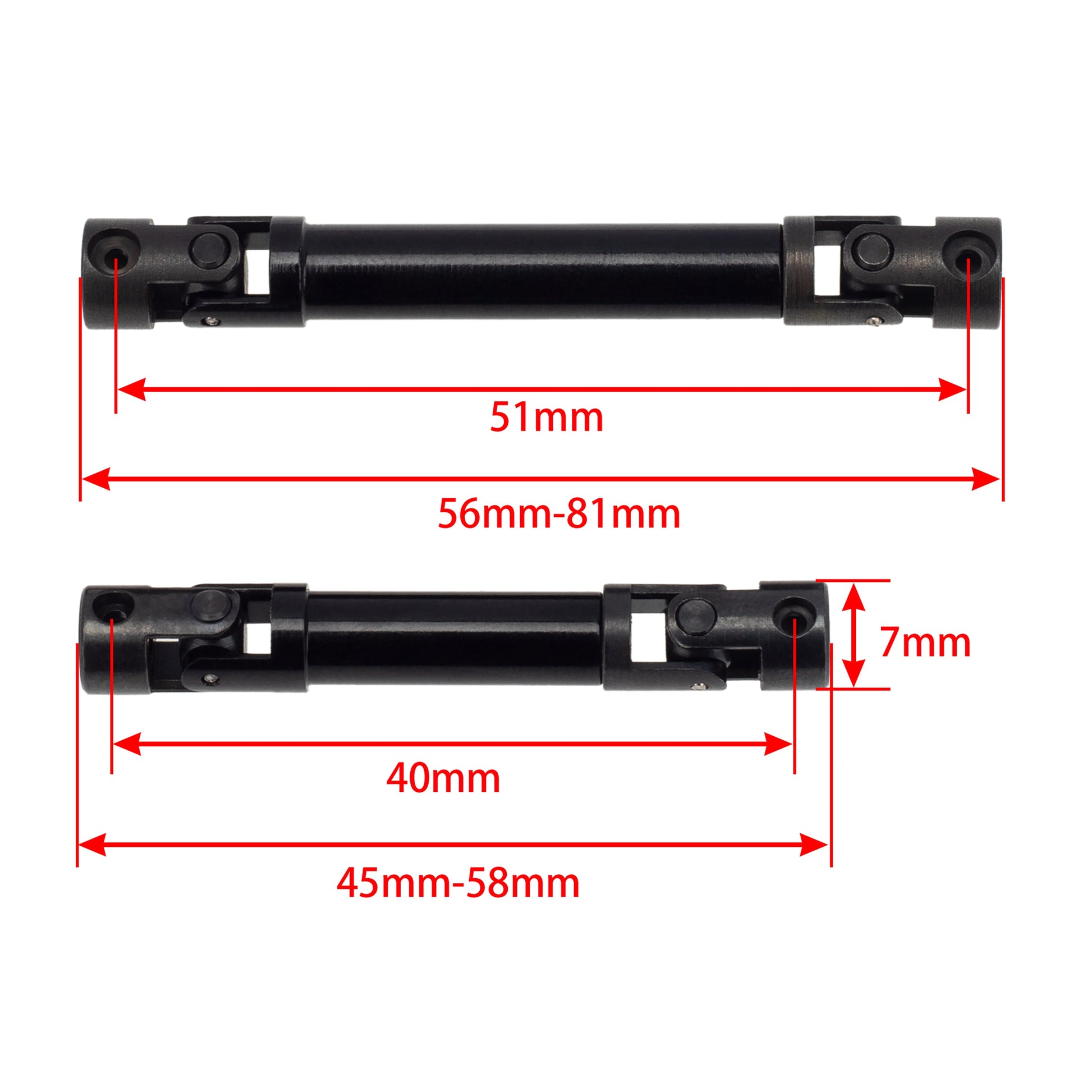 Metal Front/Rear Drive Shaft size for Axial SCX24 C10 JLU Ford Bronco