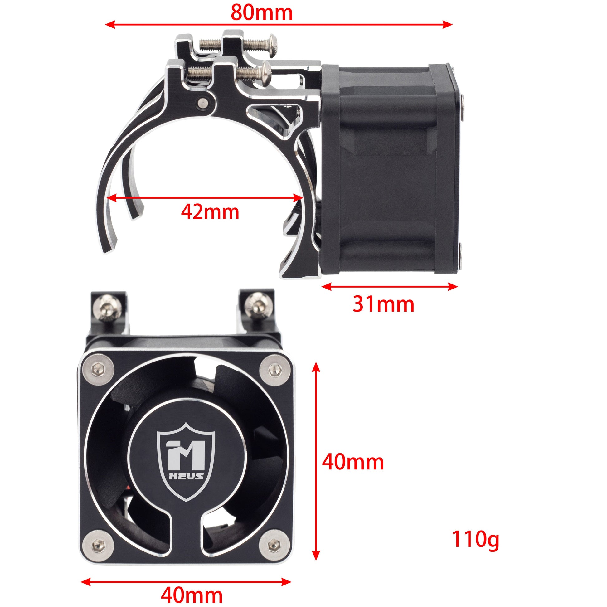 Black Cooling Fan Heatsink size