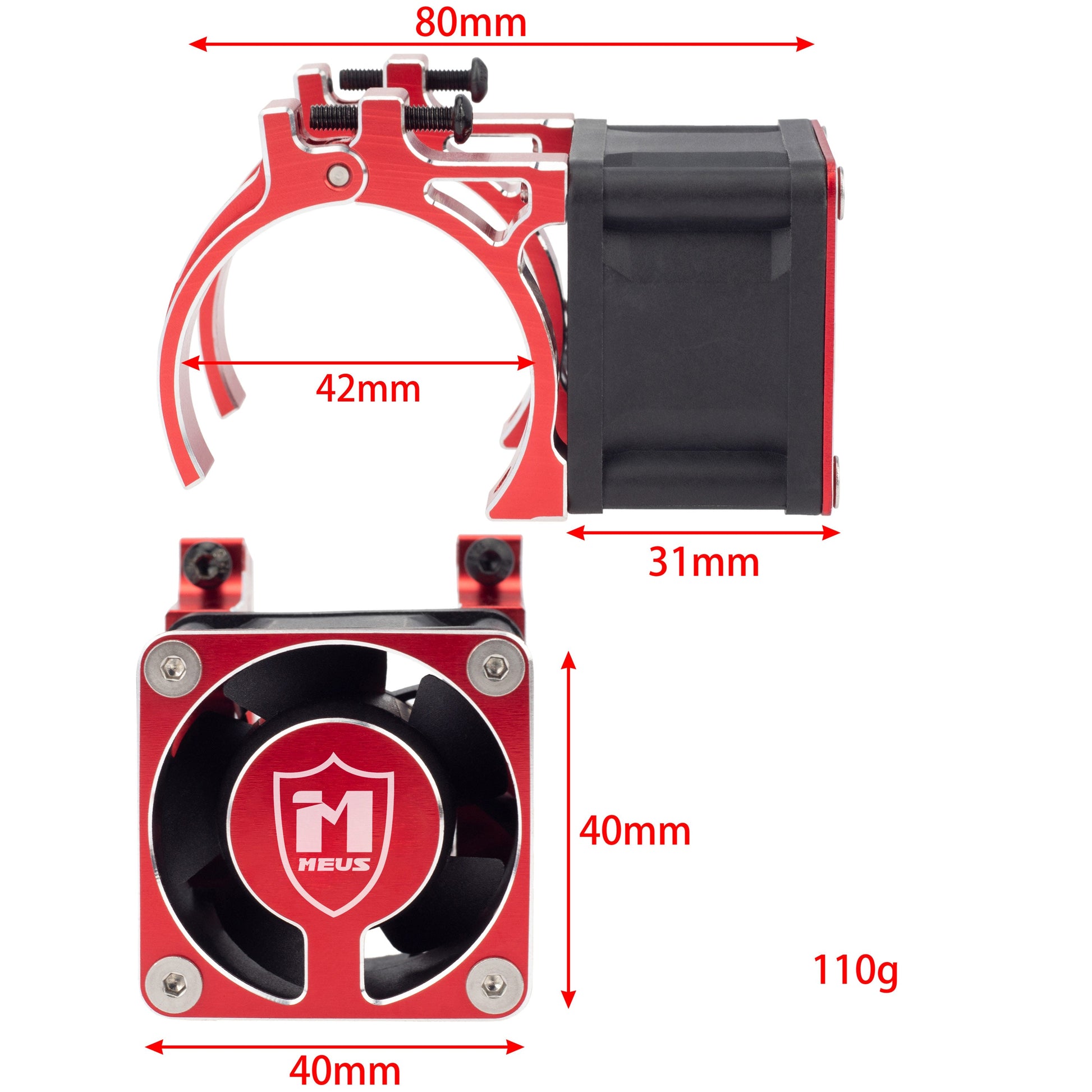 Red Cooling Fan Heatsink size