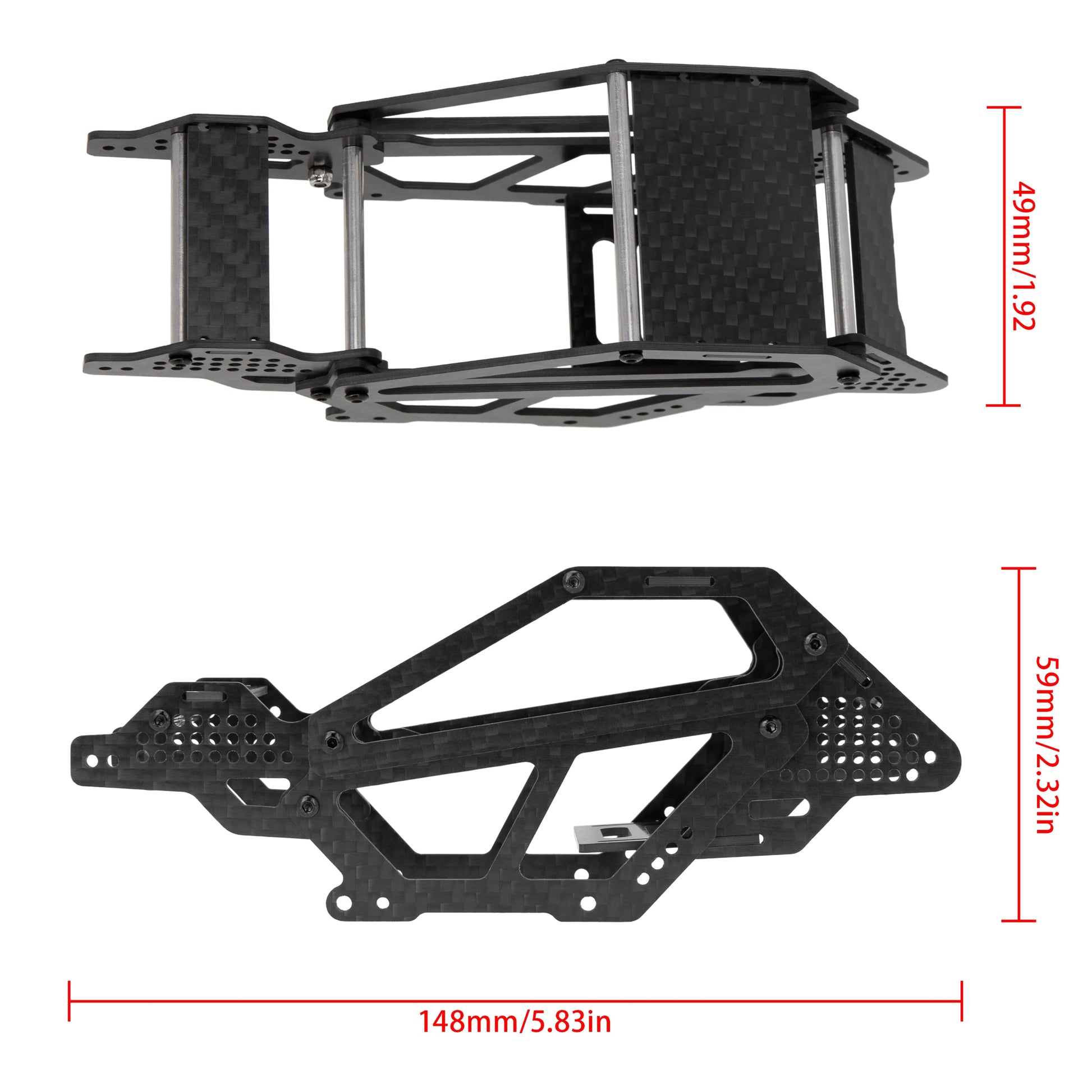 Carbon LCG Chassis Frame Set SIZE for TRX4M