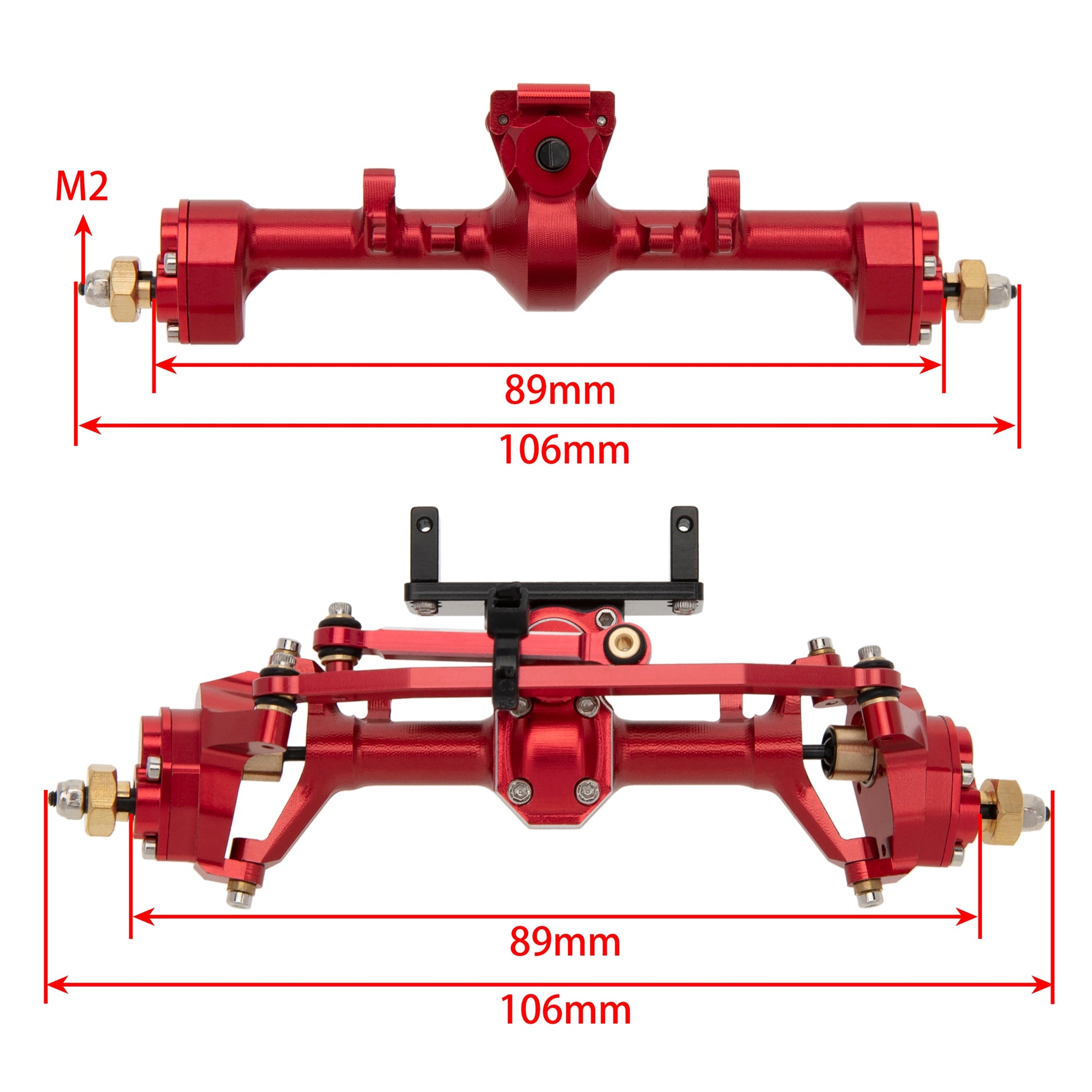 Red SCX24 Aluminum Alloy Front Rear Portal Axles Size