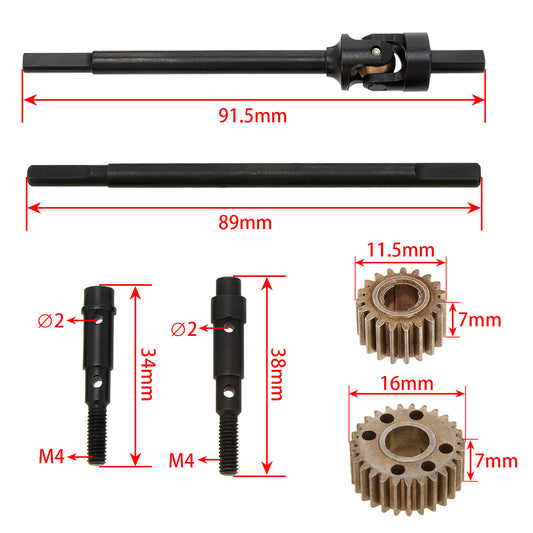 #45 Steel Scx10 Nylon Axle Front And Rear Universal CVD Gear