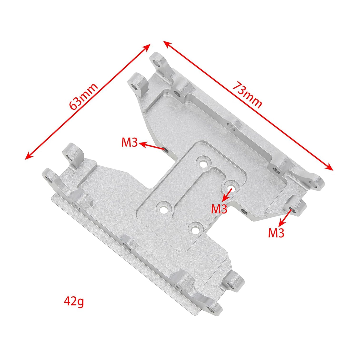 Silver Aluminum Chassis Skid Plate size for AXIAL 1/18 UTB18 Capra TRAIL BUGGY