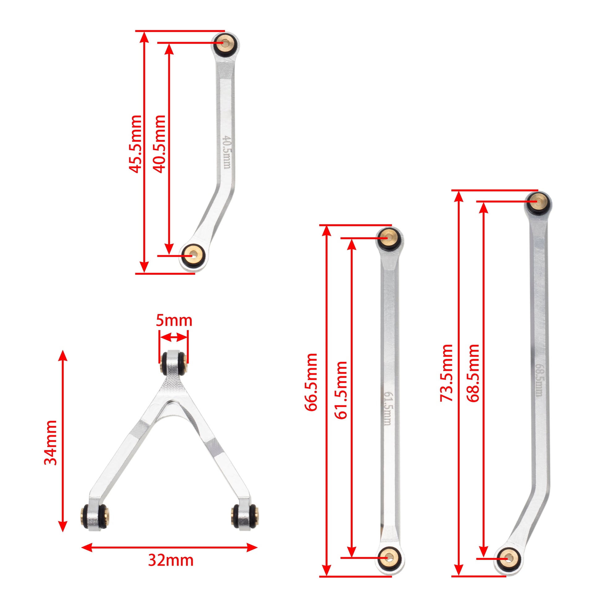 Silver Chassis links size for SCX24 Deadbolt & B-17 Betty