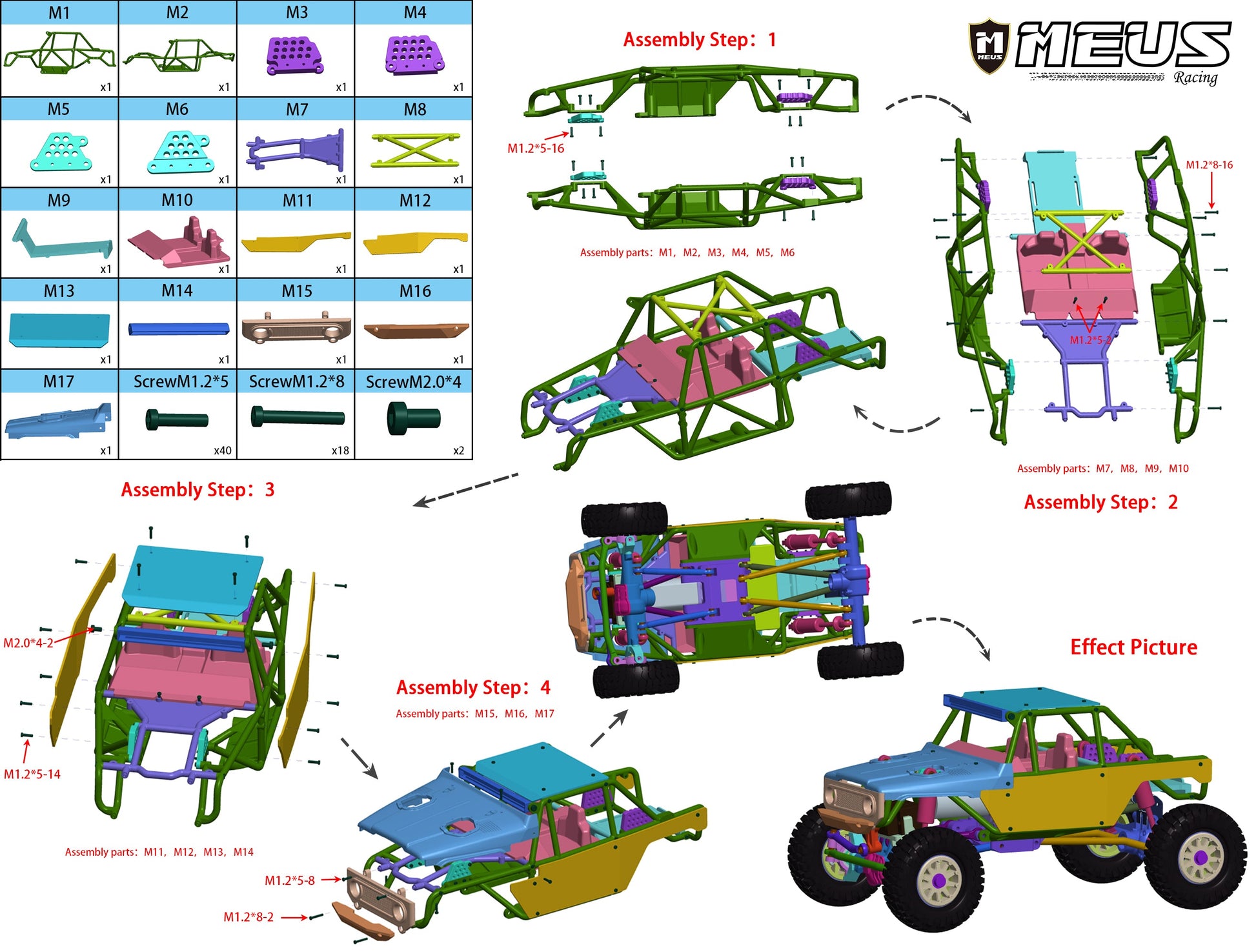 MEUS Racing 1/18 TRX4M ripper Nylon assembly step