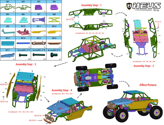 MEUS Racing 1/18 TRX4M ripper Nylon assembly step