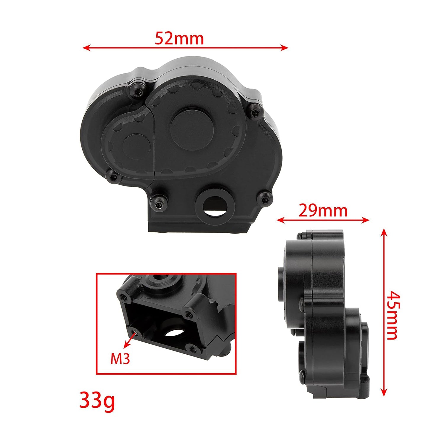 Black Aluminum Transmission Housing for UTB18 Capra TRAIL BUGGY