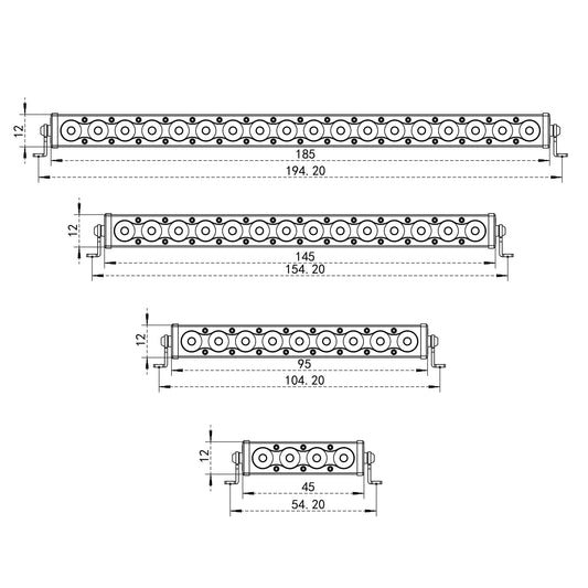 RC Car roof light bar size