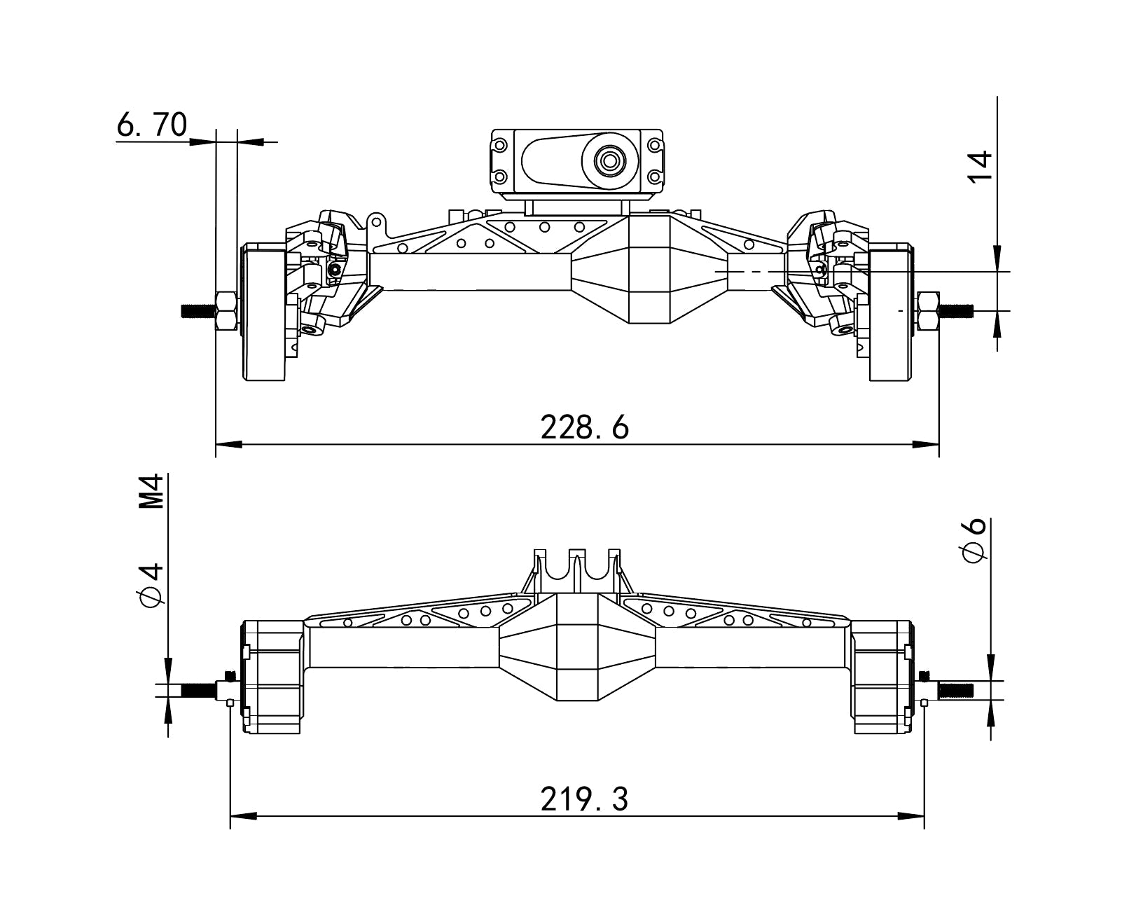 1/10 Axial Capra 1.9 UTB front rear axles size