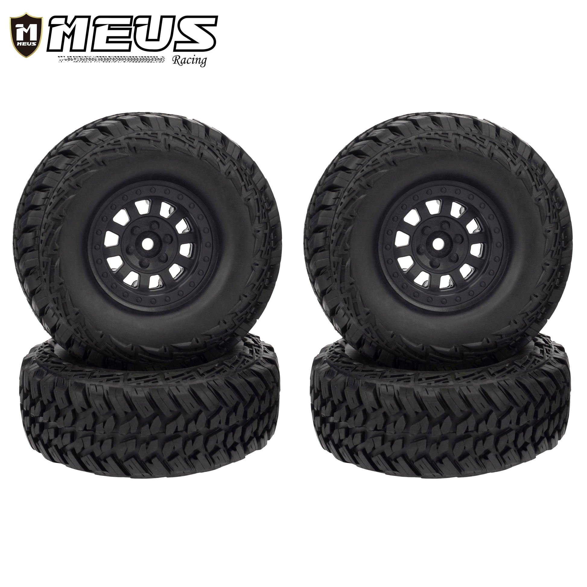 Meus Racing 1.9" Plastic Beadlock Wheels/Rubber Tires