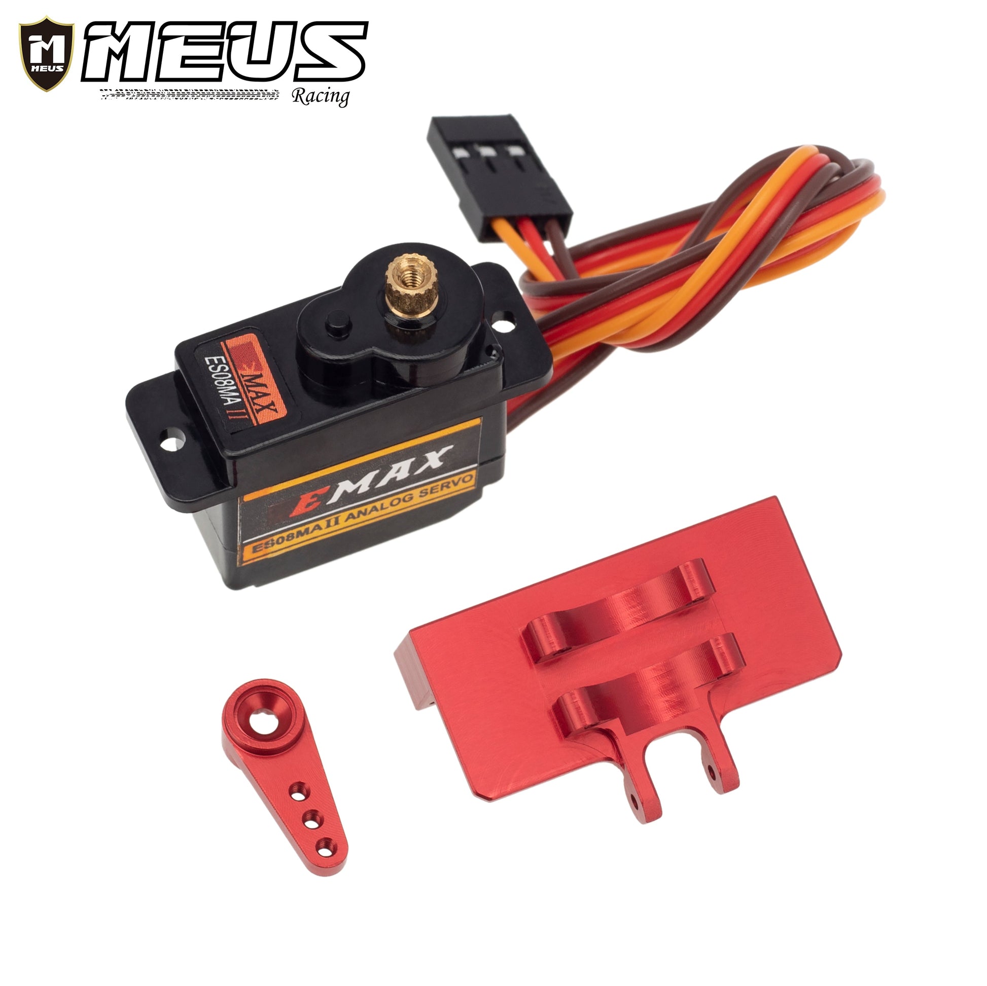 Red Meus Racing ES08MA II Servo/Servo Mount/Servo Arm Set for SCX24