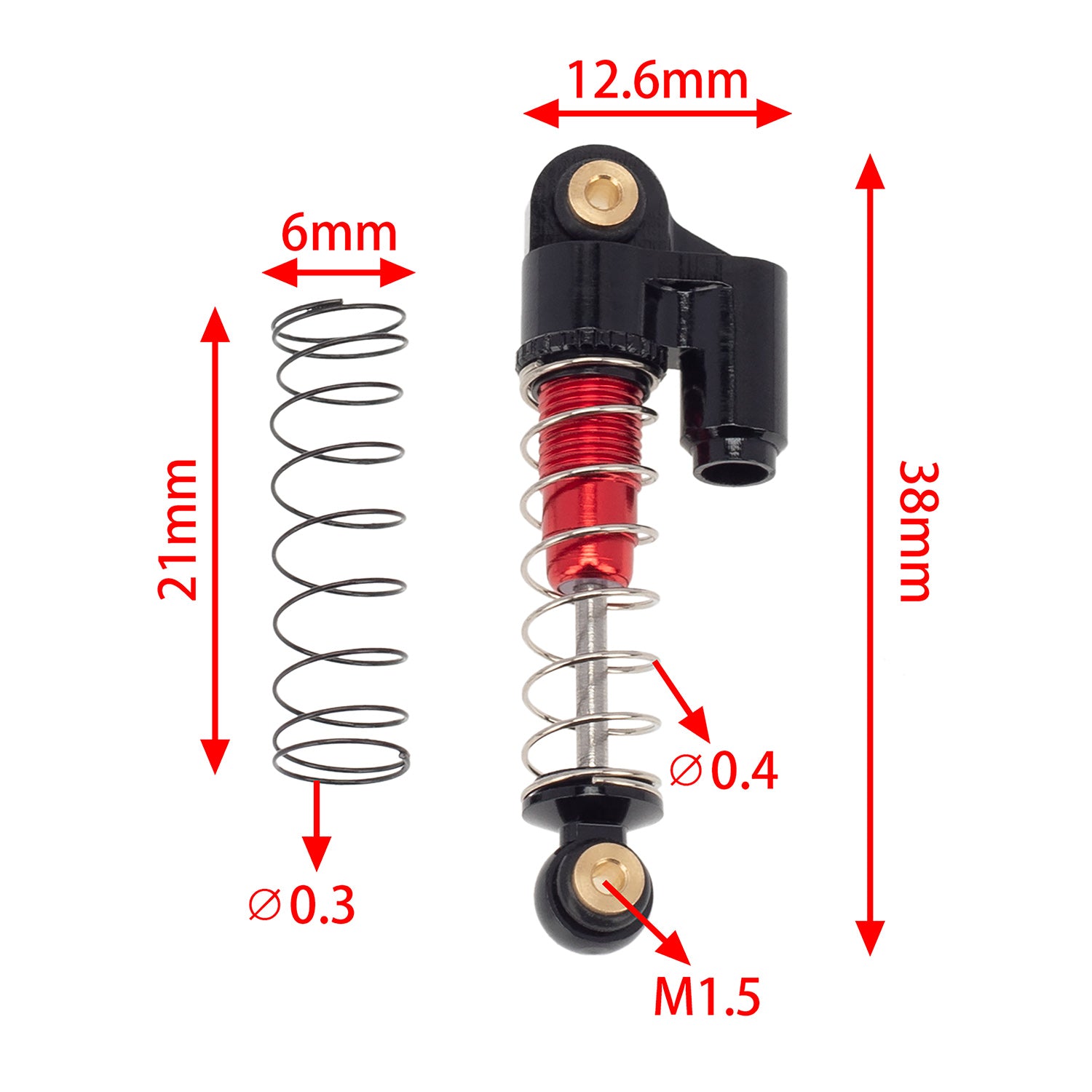 Aluminum Shocks size for Axial SCX24 Red