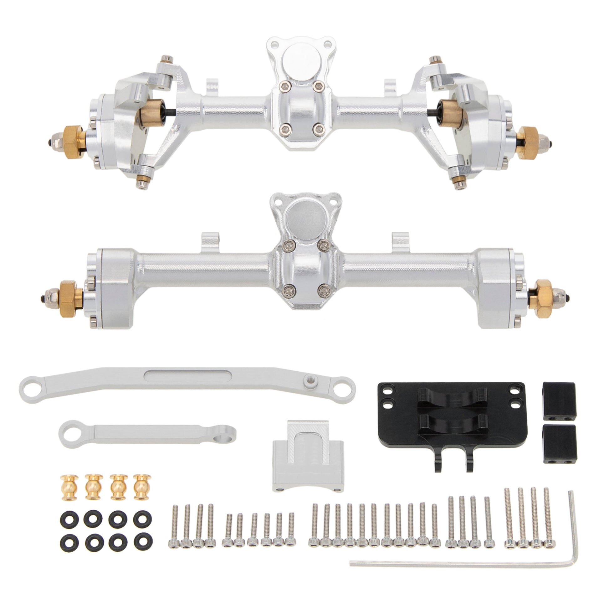 Silver SCX24 Aluminum Alloy Front Rear Portal Axle package